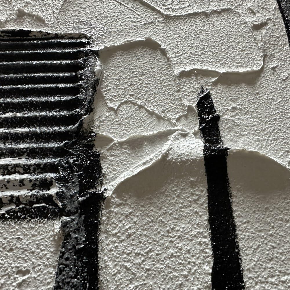 Urban Noir – Heavy Texture Industrial Abstract Painting | Wabi-sabi Plaster Style Hallway Decor Art