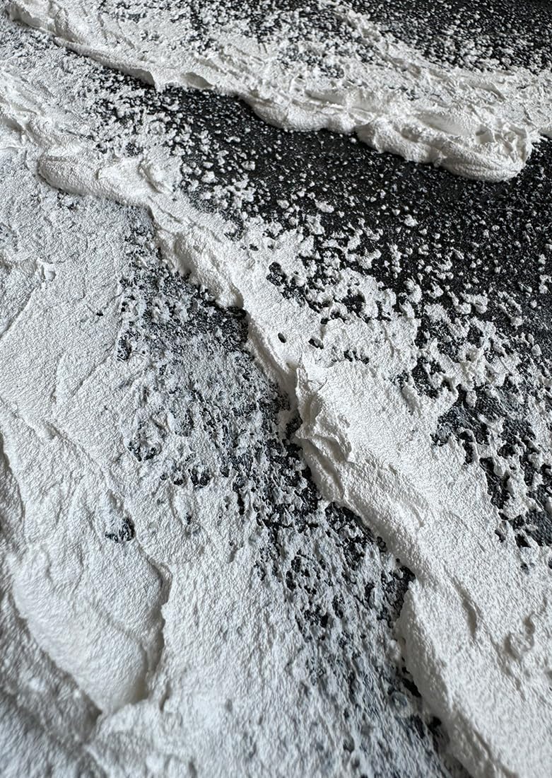 Realm of Undercurrents – Minimalist Black & White Textured Abstract Wave | Modern Luxury Living Room Art