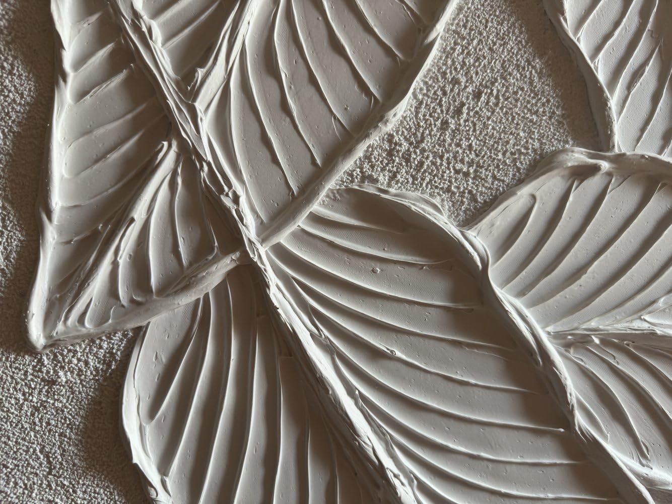 Silver Frond – Modern Botanical Leaf Relief Texture Painting | Contemporary Botanical Bedroom & Living Room Art