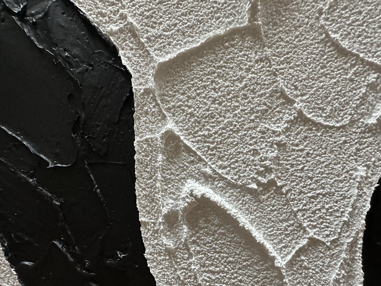 TWIN SOULS: Abstract Wall Art, Hand-Painted Black and White Face Silhouette 3D Plaster Effect Heavy Texture Canvas Painting