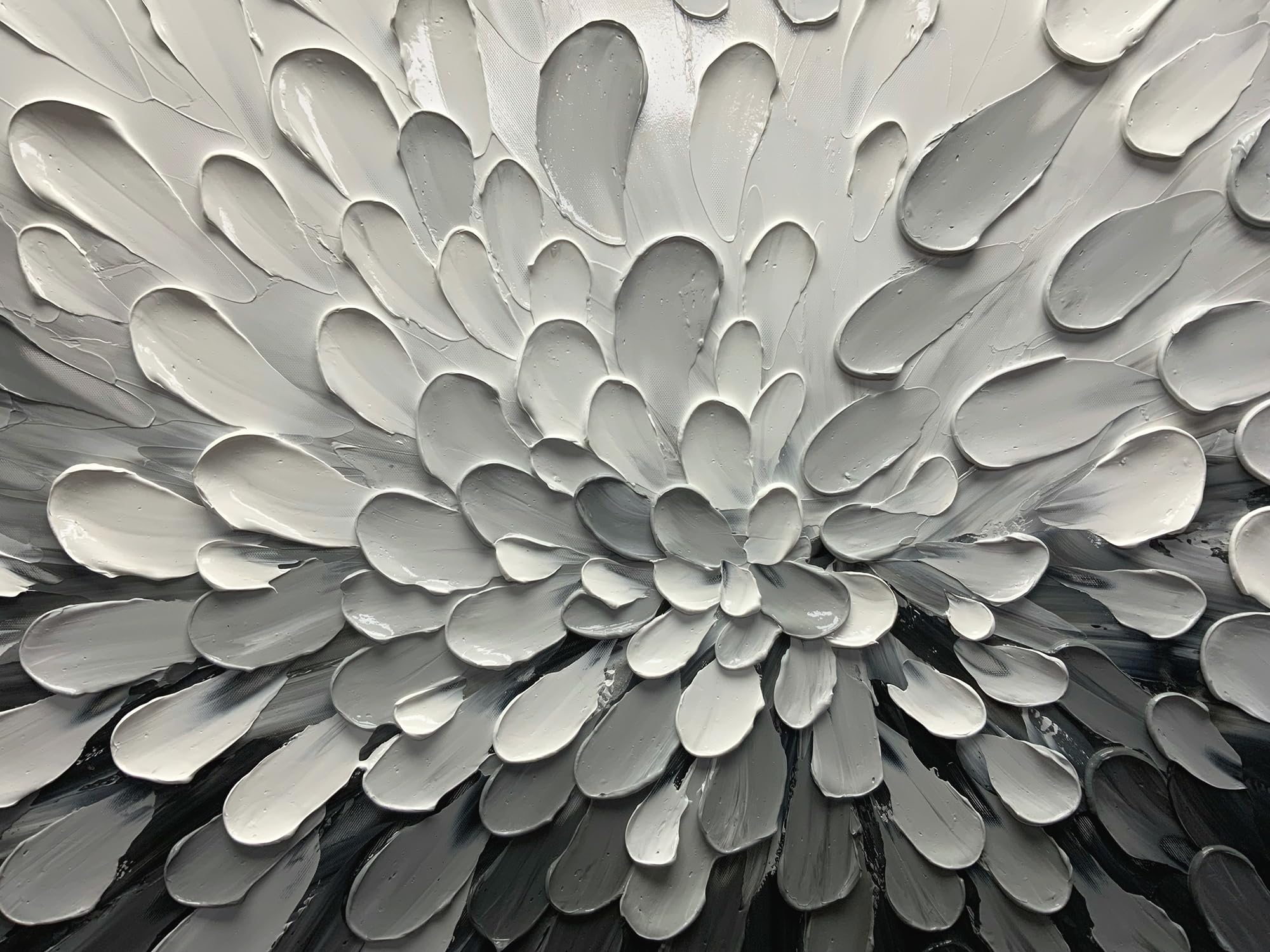 Silver Surge – Grayscale Impasto Palette Knife Texture Painting | Modern Abstract Living Room & Office Art