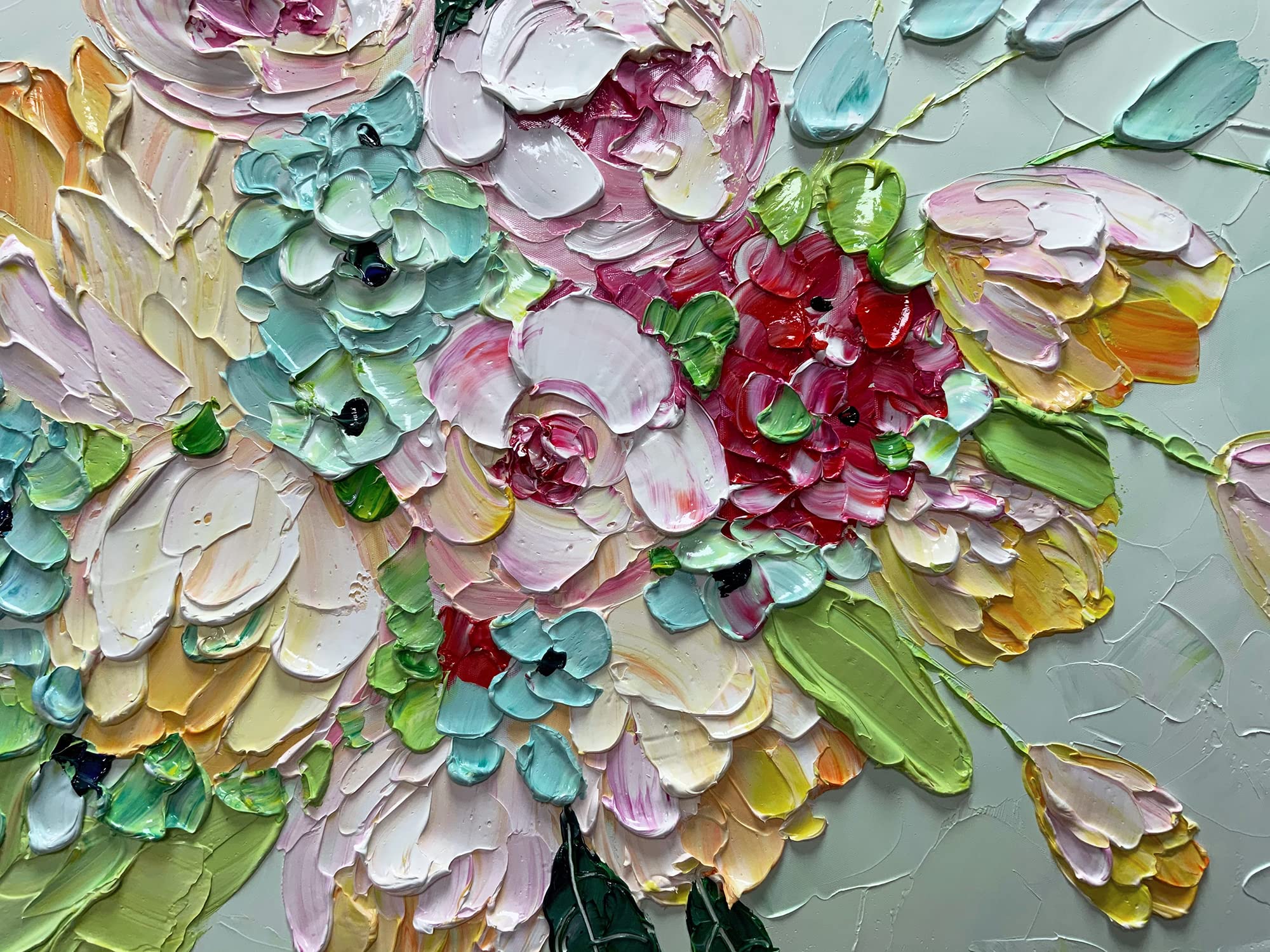 Vibrant Bloom – Colorful 3D Textured Flower Floral Painting | Vibrant Botanical Living Room & Dining Room Art