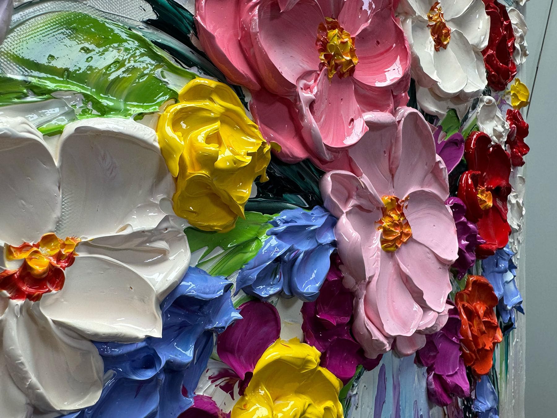 Poetry of Blooms – Modern Impasto Floral Art | Healing Multicolored Living Room & Dining Wall Decor