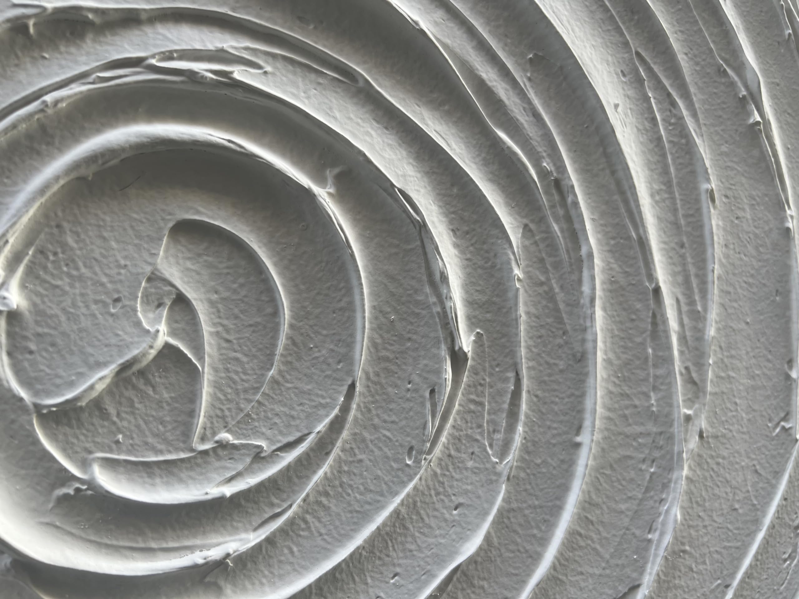 LUNAR RIPPLES: Panoramic 3D Plaster Texture Wall Art, Minimalist White Spiral Relief