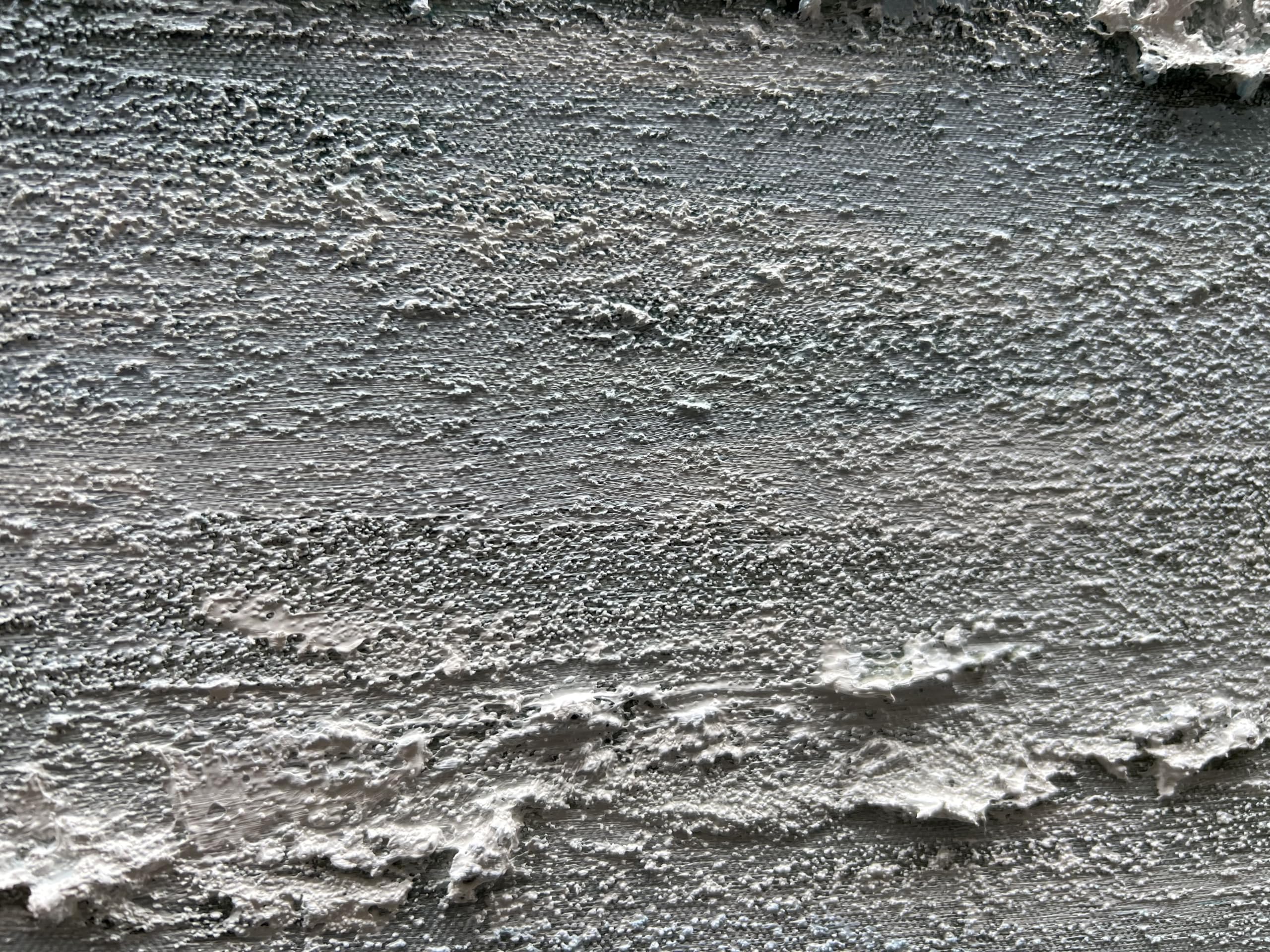 Azure Realm – Wabi sabi style turquoise thickly applied texture painting | Modern minimalist living room art