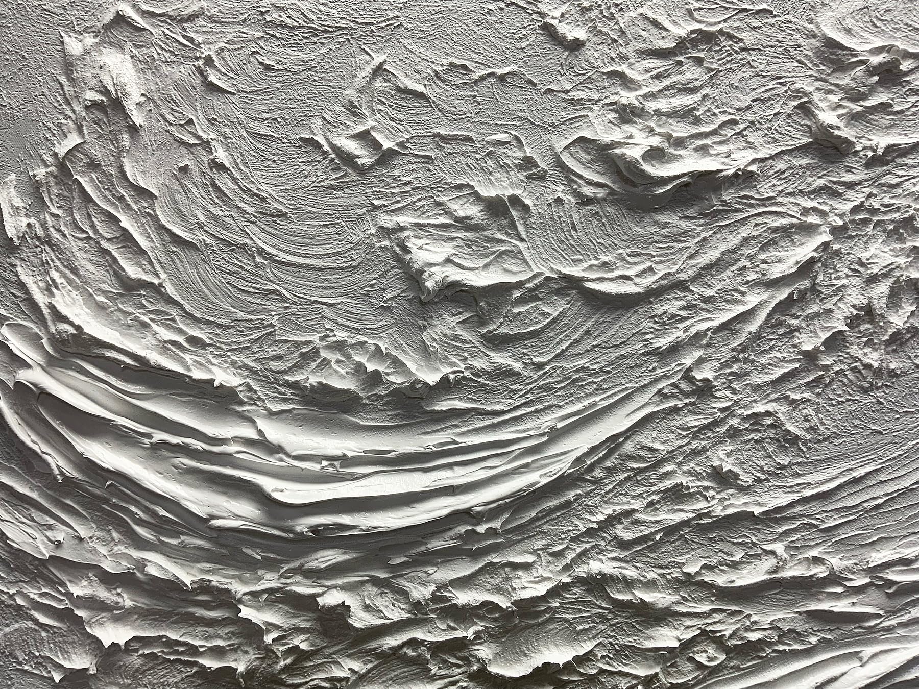 OCEAN CREST: Panoramic 3D Heavy Texture Wall Art, White Plaster Wave Relief Painting