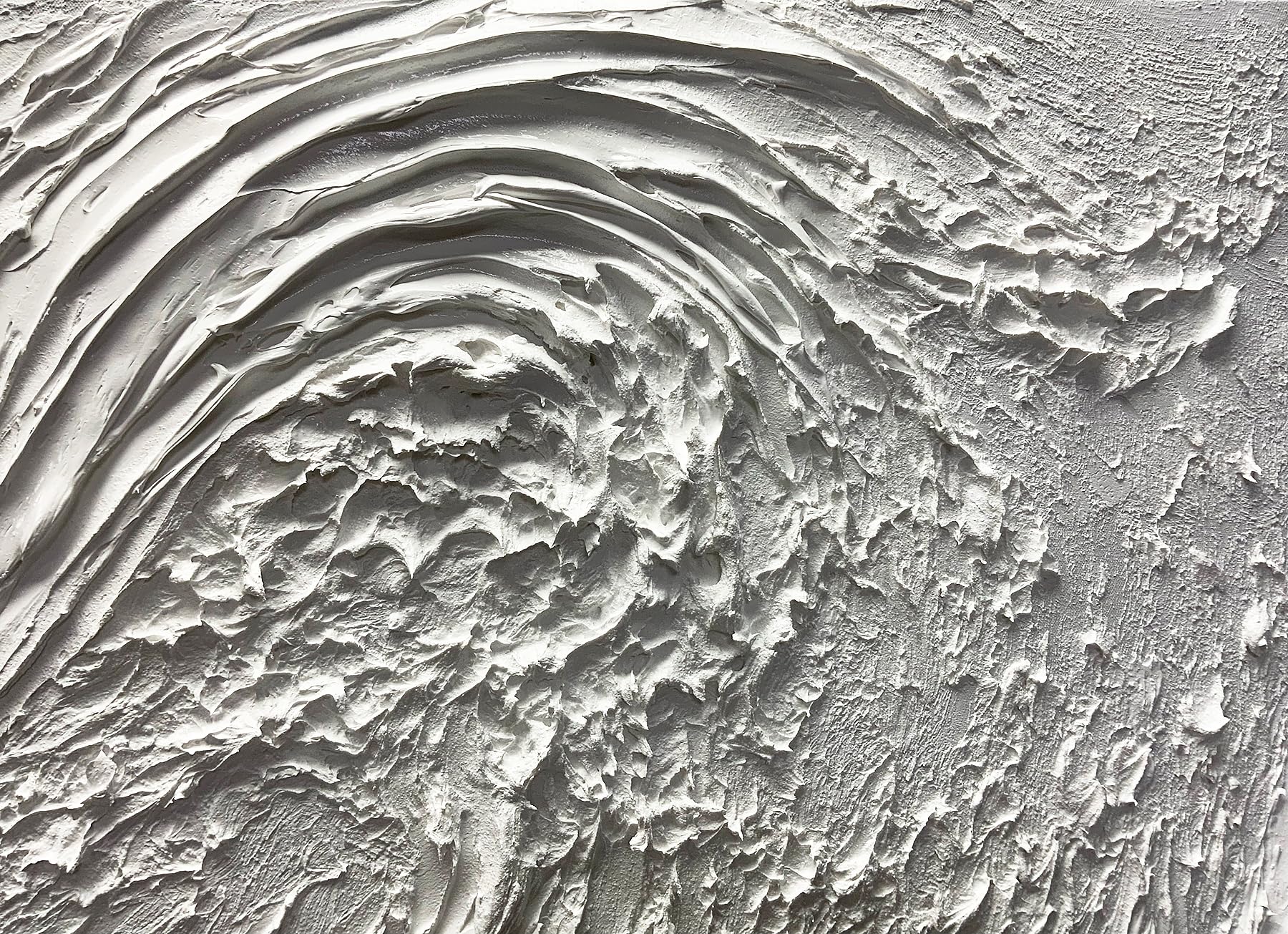 OCEAN CREST: Panoramic 3D Heavy Texture Wall Art, White Plaster Wave Relief Painting