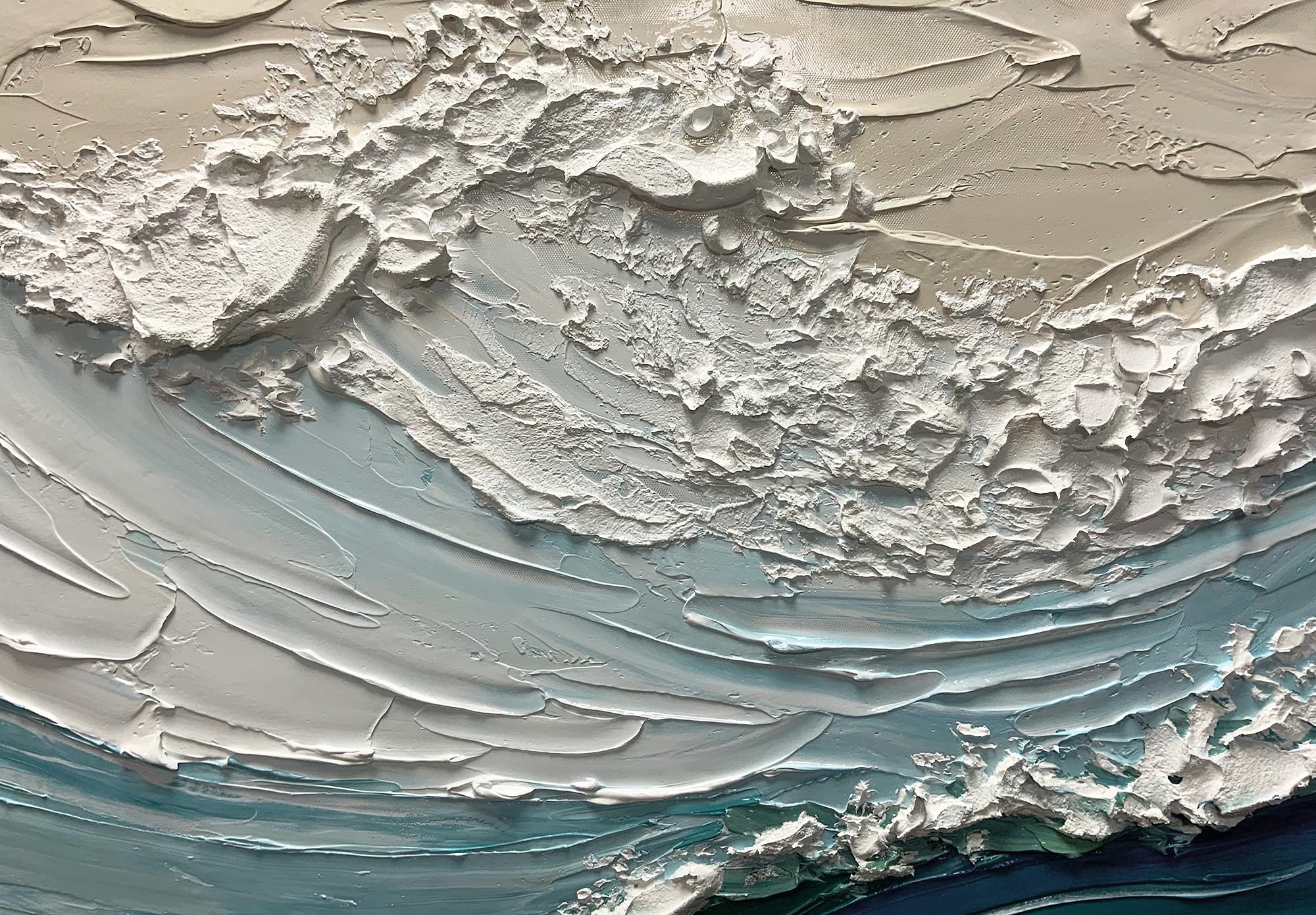 Ocean Surge – Modern Blue Coastal Relief Texture Painting | Coastal Modern Living Room & Bedroom Art