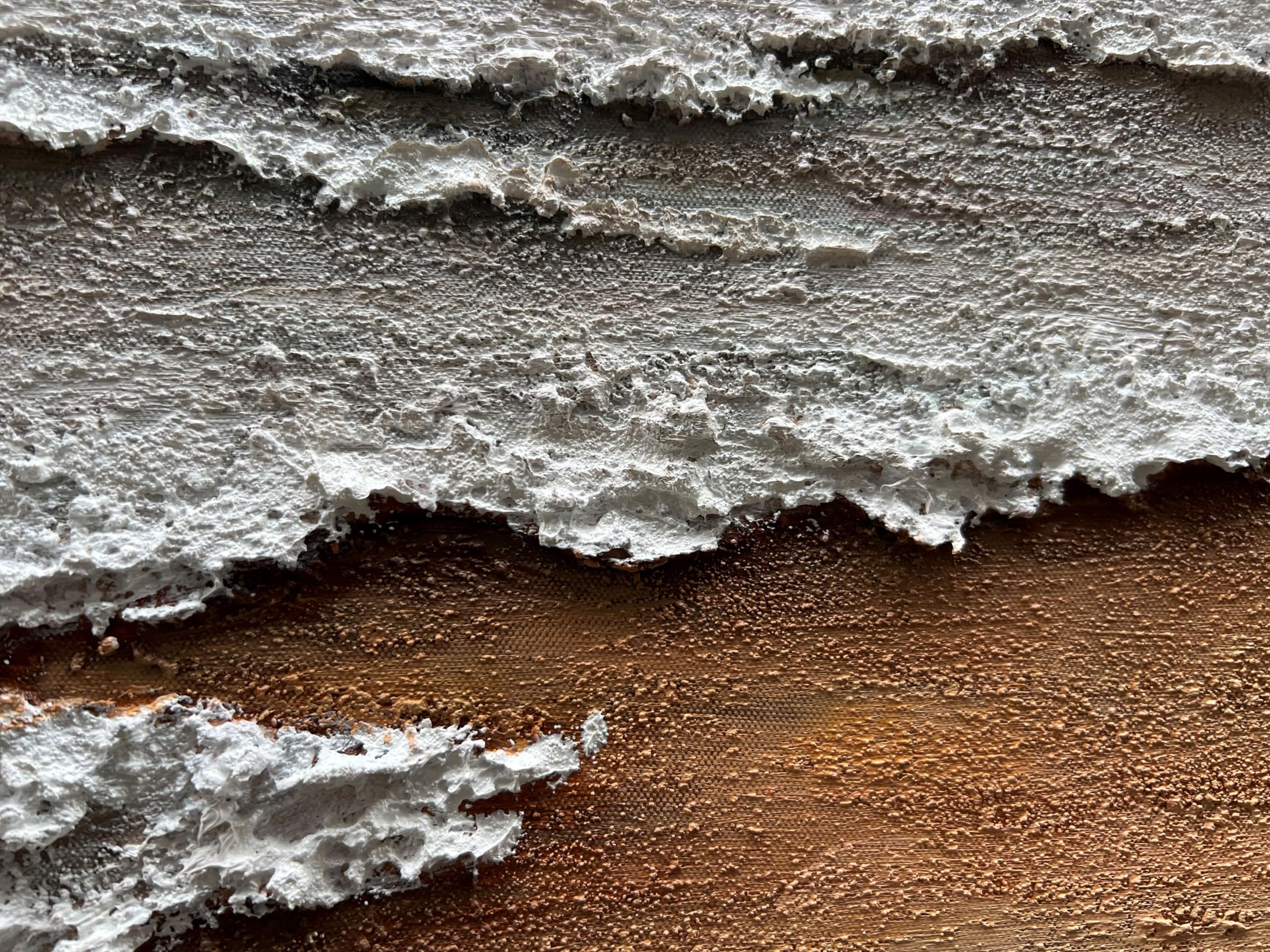 Coastal Echo – Wabi-Sabi Sand and Wave Relief Abstract Painting | Contemporary Landscape Living Room & Dining Room Art