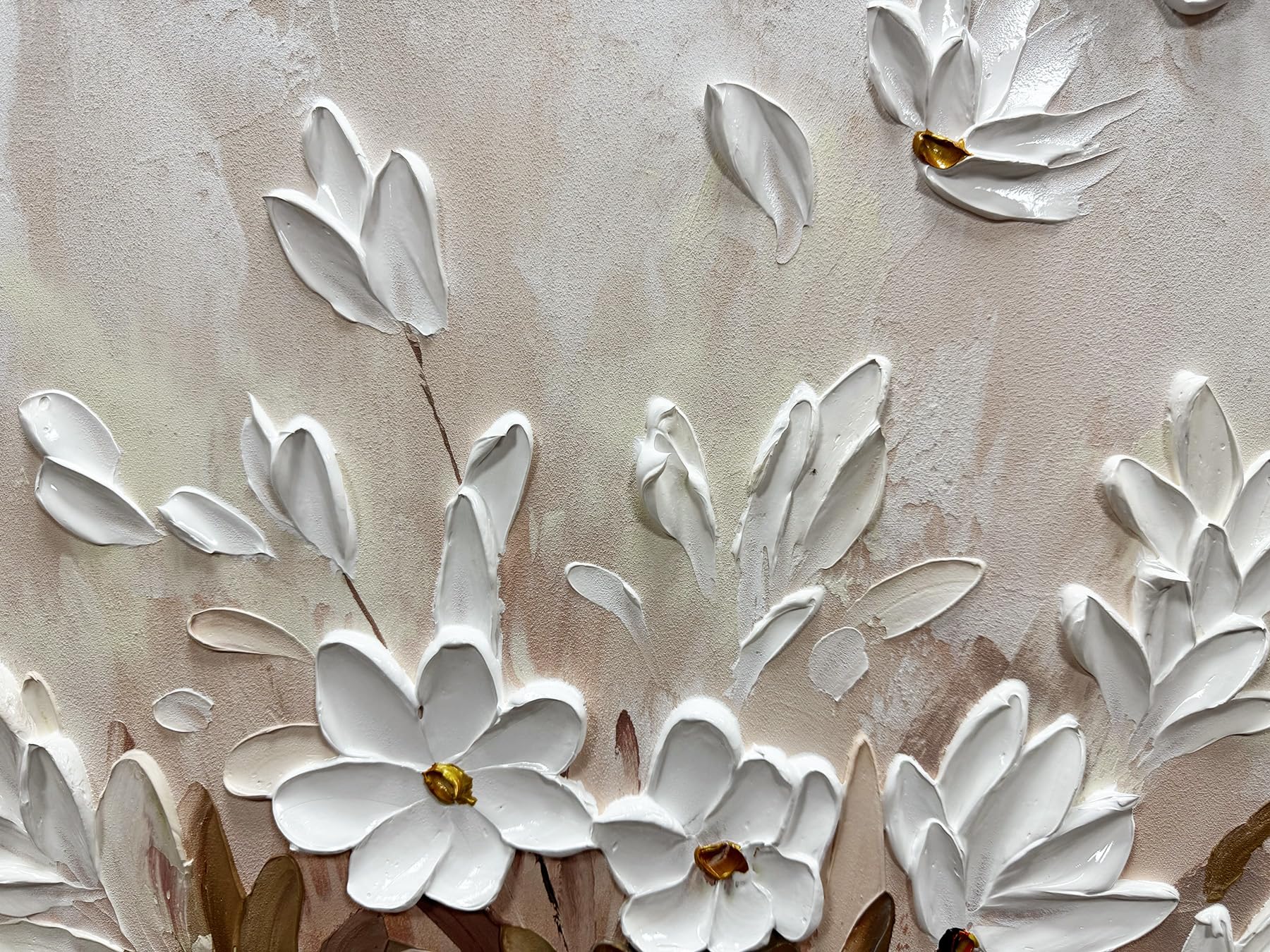 Blush Petals – Pink Pastel Relief Floral Painting | Contemporary Botanical Bedroom & Living Room Art