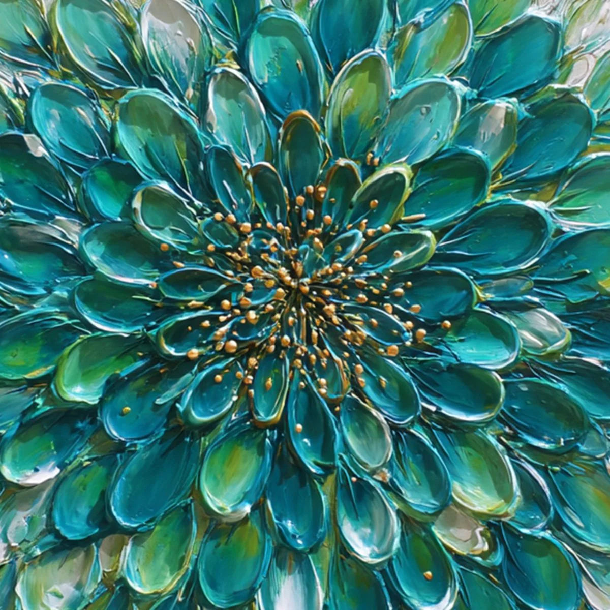 Emerald Rhythm – Modern Impasto Abstract Oil Painting | Textured Floral Panorama Living Room Art