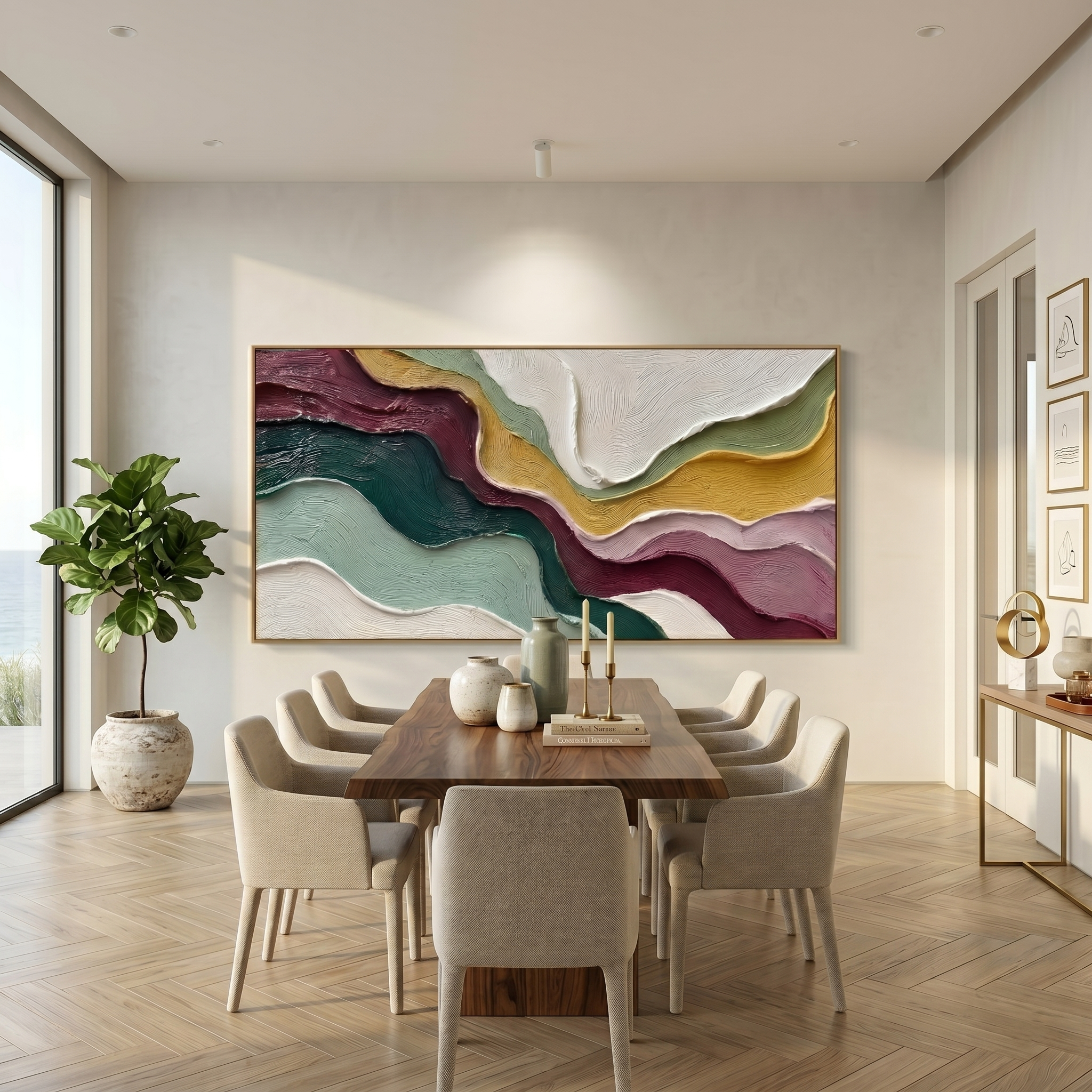Rhythms of Nature – Modern Abstract Impasto Painting | Large Horizontal Wabi-Sabi Living Room Art