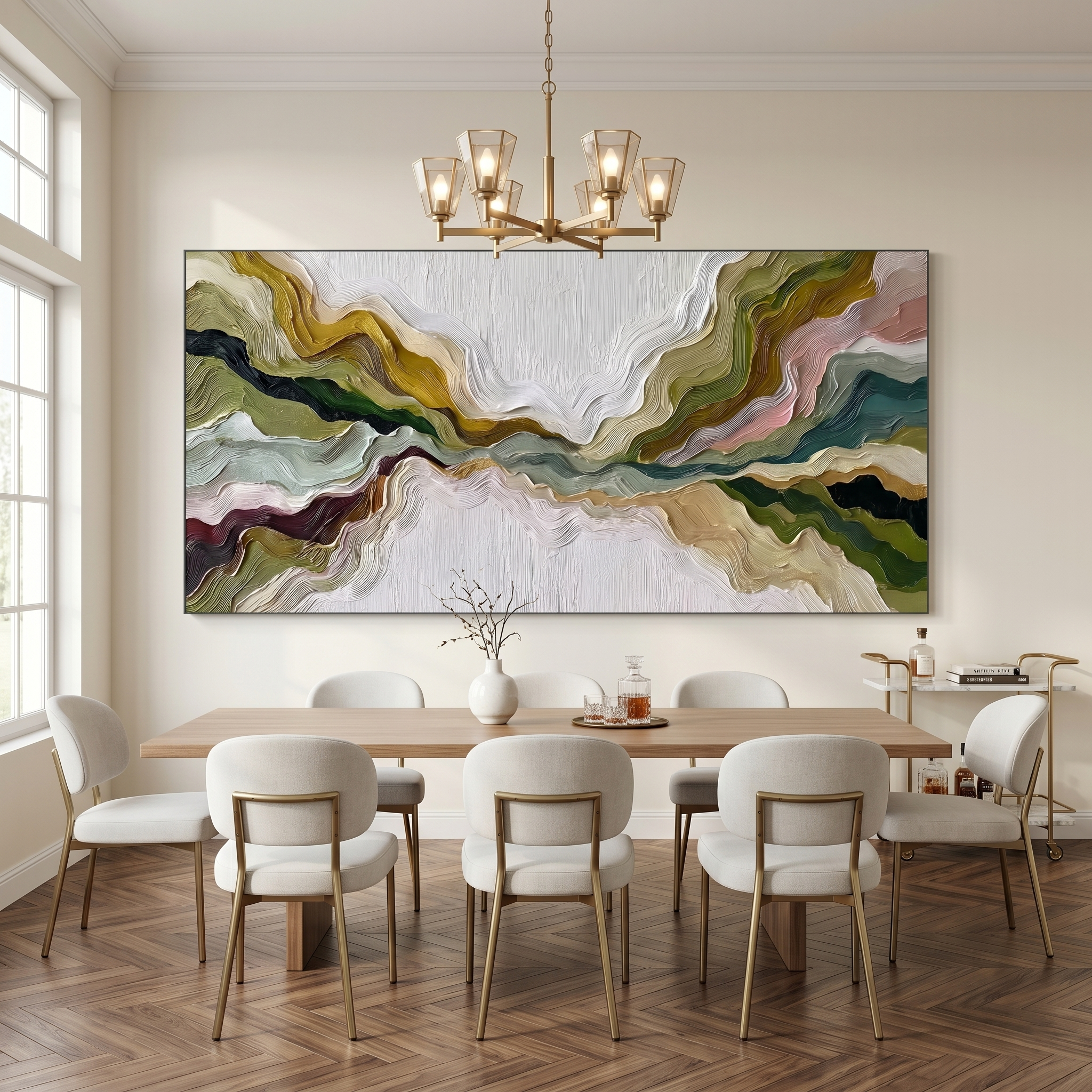 Mountain Rhythms – Heavy Texture Earth-Tone Abstract Painting | Modern Wabi-Sabi Large Living Room Art