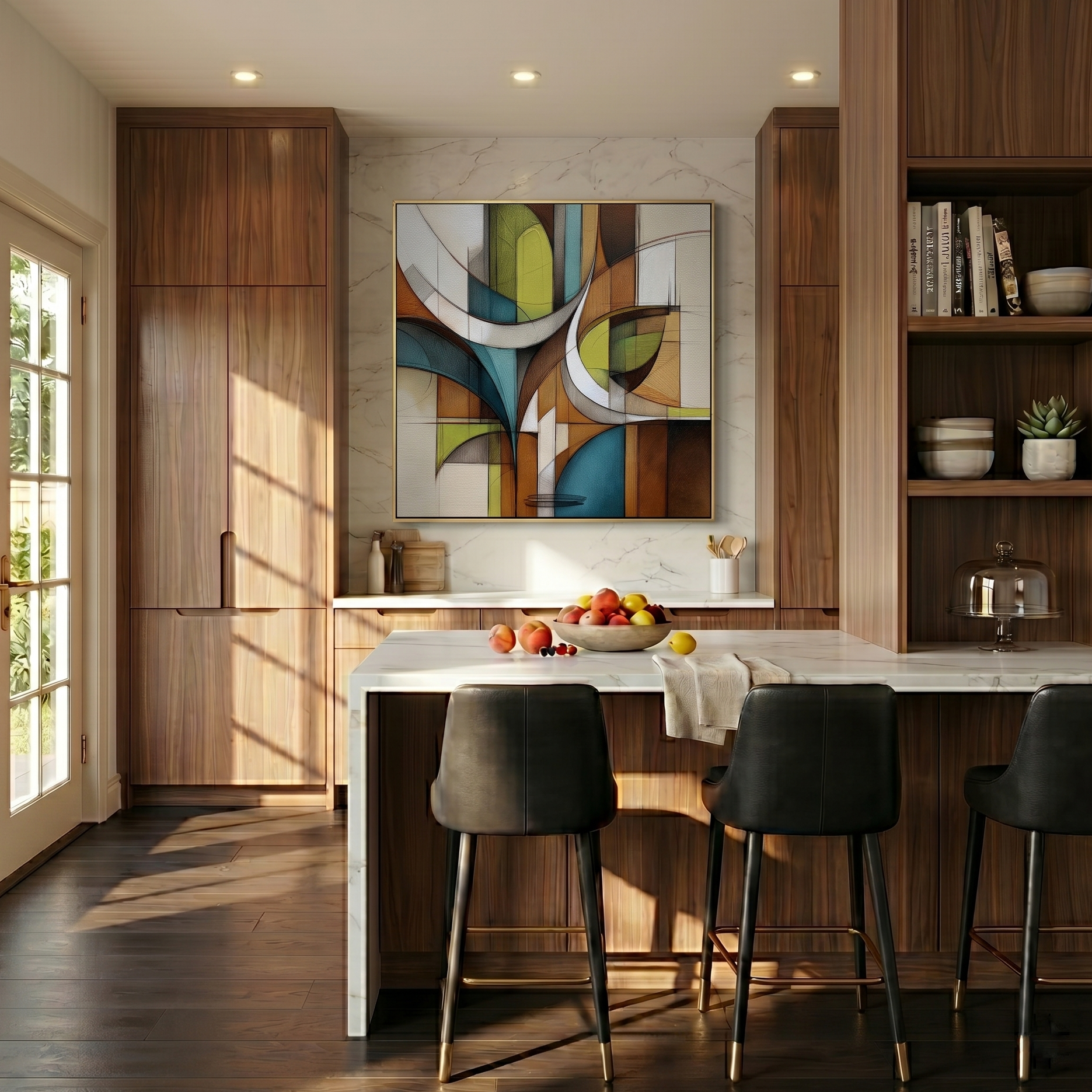 Rational Arcs – Mid-Century Modern Geometric Abstract Canvas | Retro Elegance Hallway Art