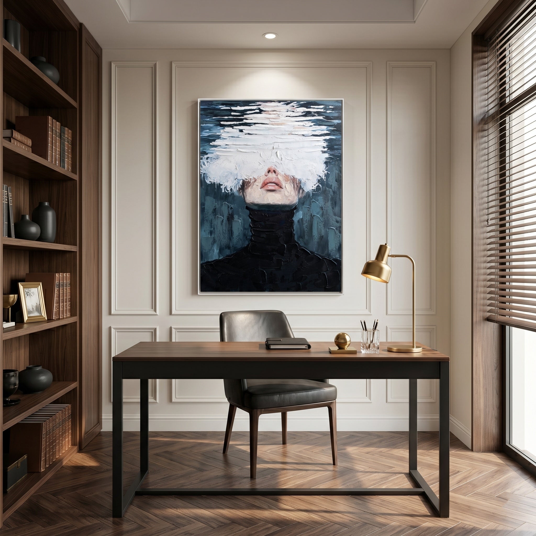 Sea of Consciousness – Modern Surrealist Heavy Impasto Portrait | Avant-Garde Minimalist Wall Art