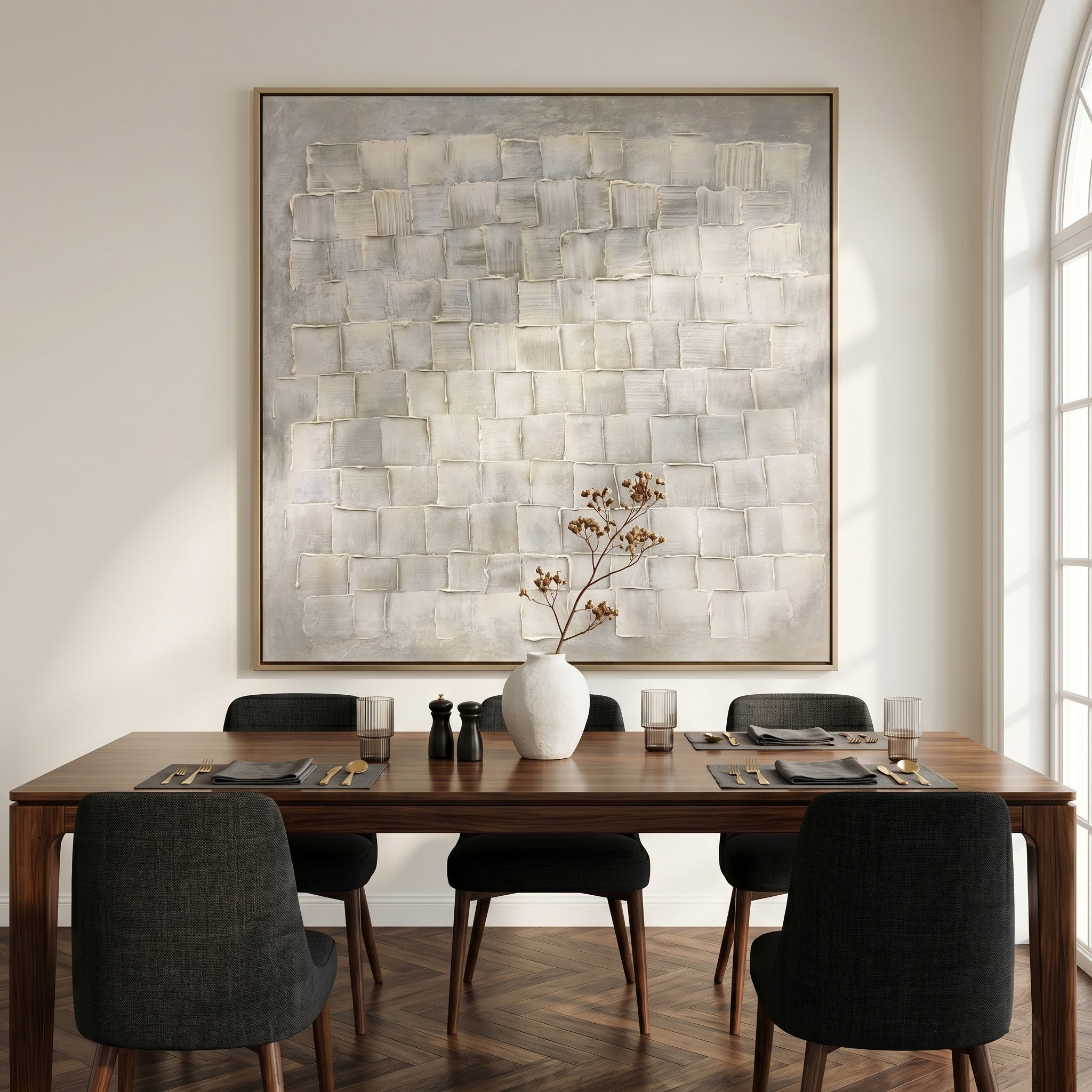 Time-Weaved Shadows – Wabi-Sabi Style Gray Minimalist Textured Painting | Modern Abstract Living Room Art