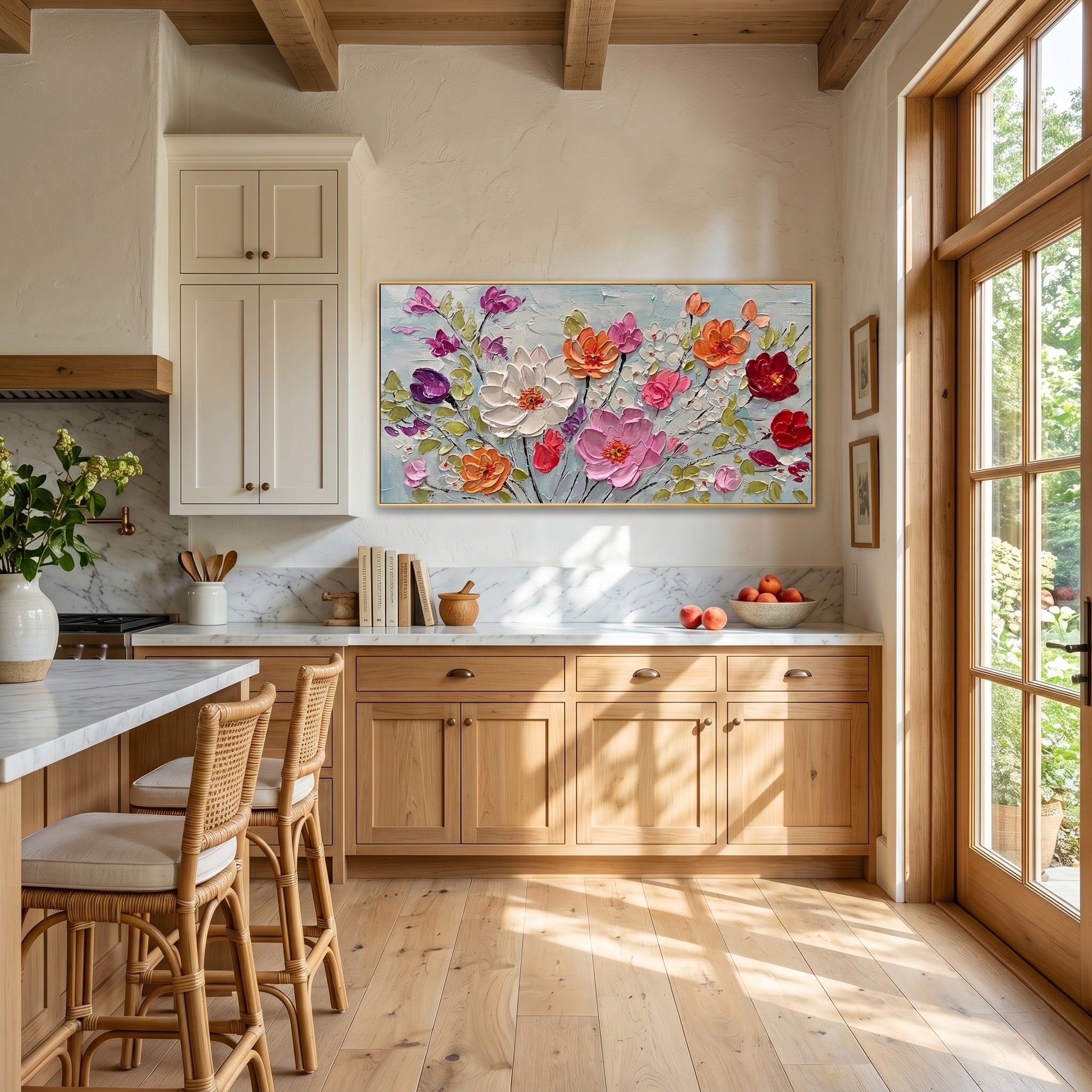 Midsummer Radiance – Modern Impasto Floral Painting | Vibrant Colorful Living Room Wall Art