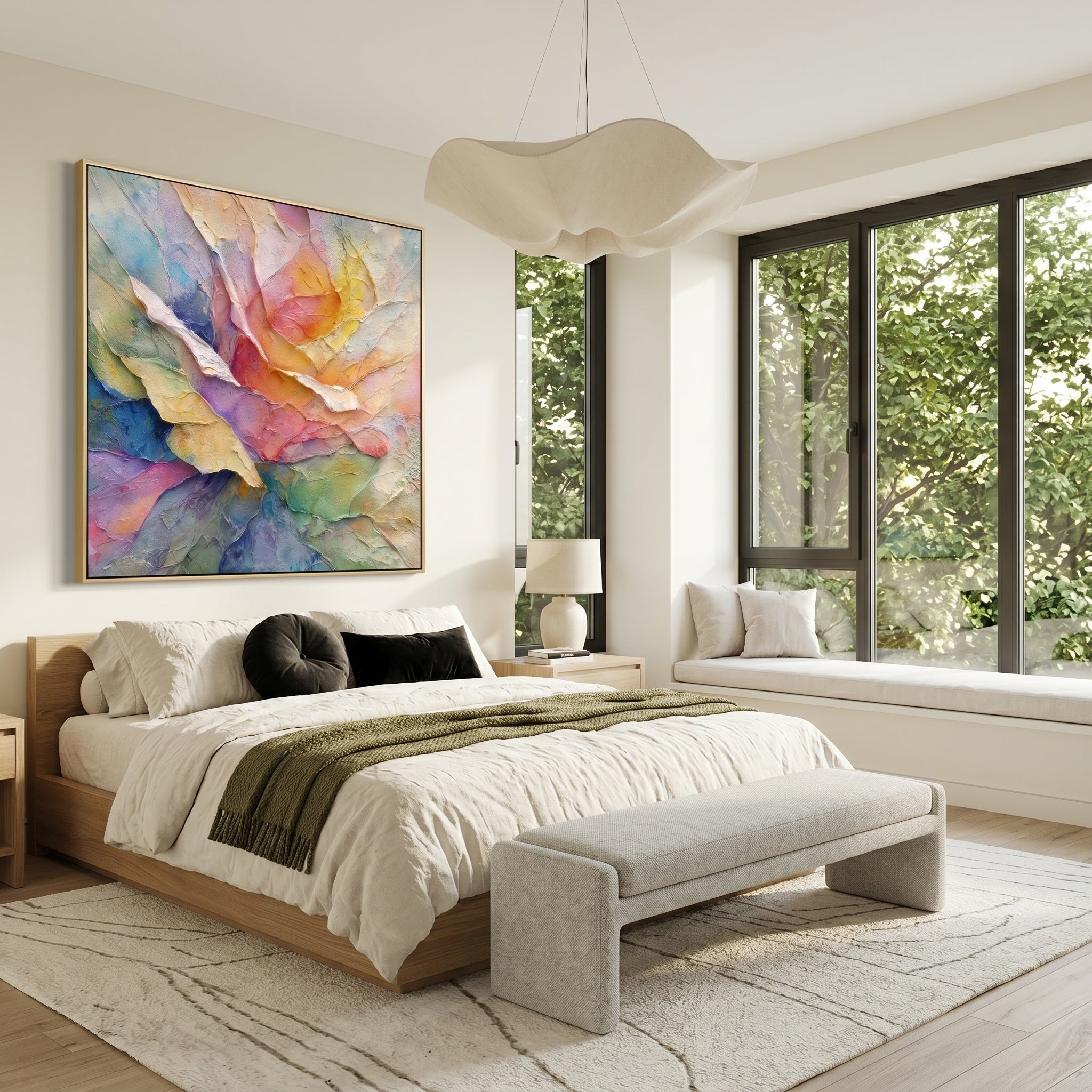 Dawn's Reverie – Modern Impasto Pastel Abstract Floral Canvas | Romantic Living Room Wall Art