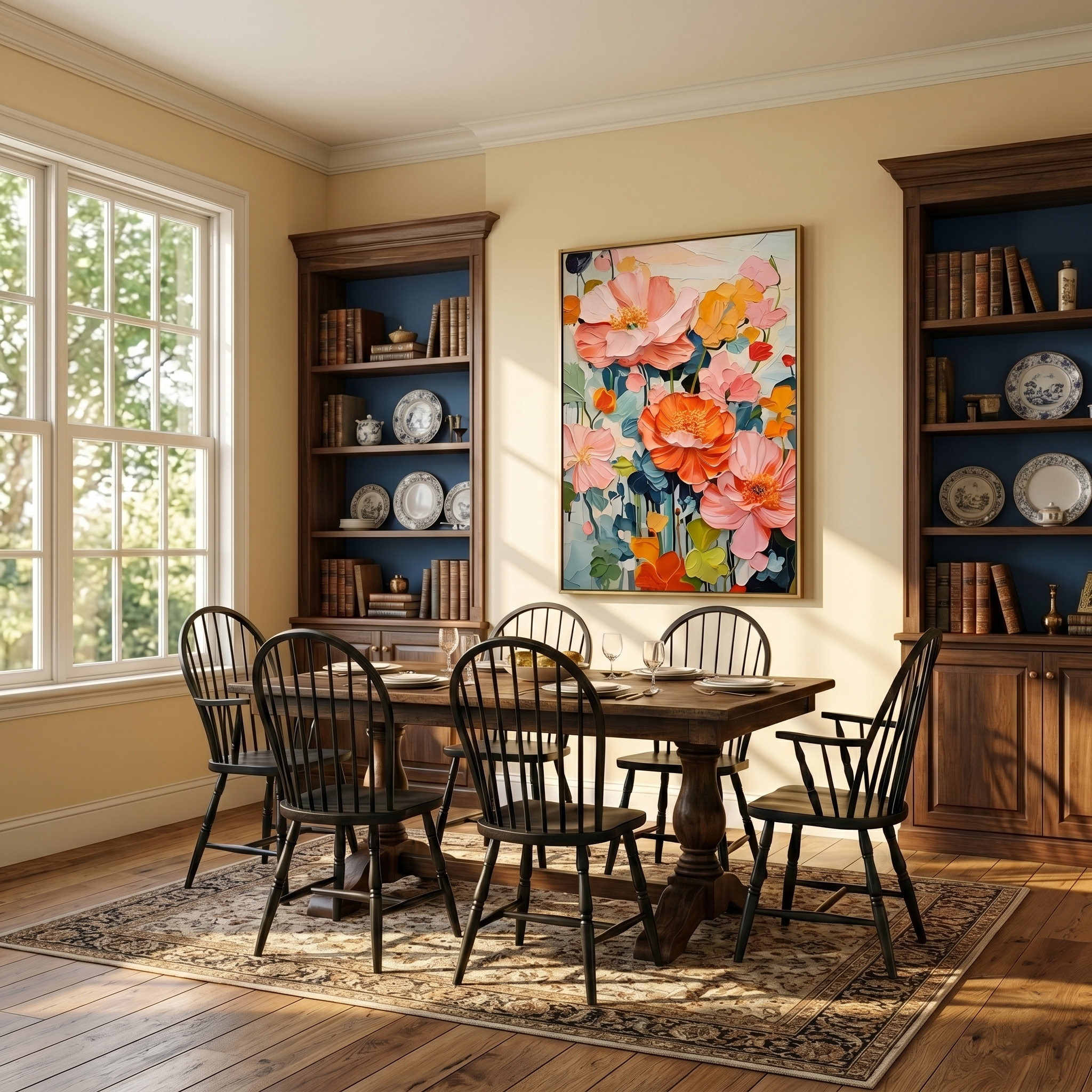 Floral Poetry – Modern Impasto Flower Oil Painting | Textured Peony Bedroom Art