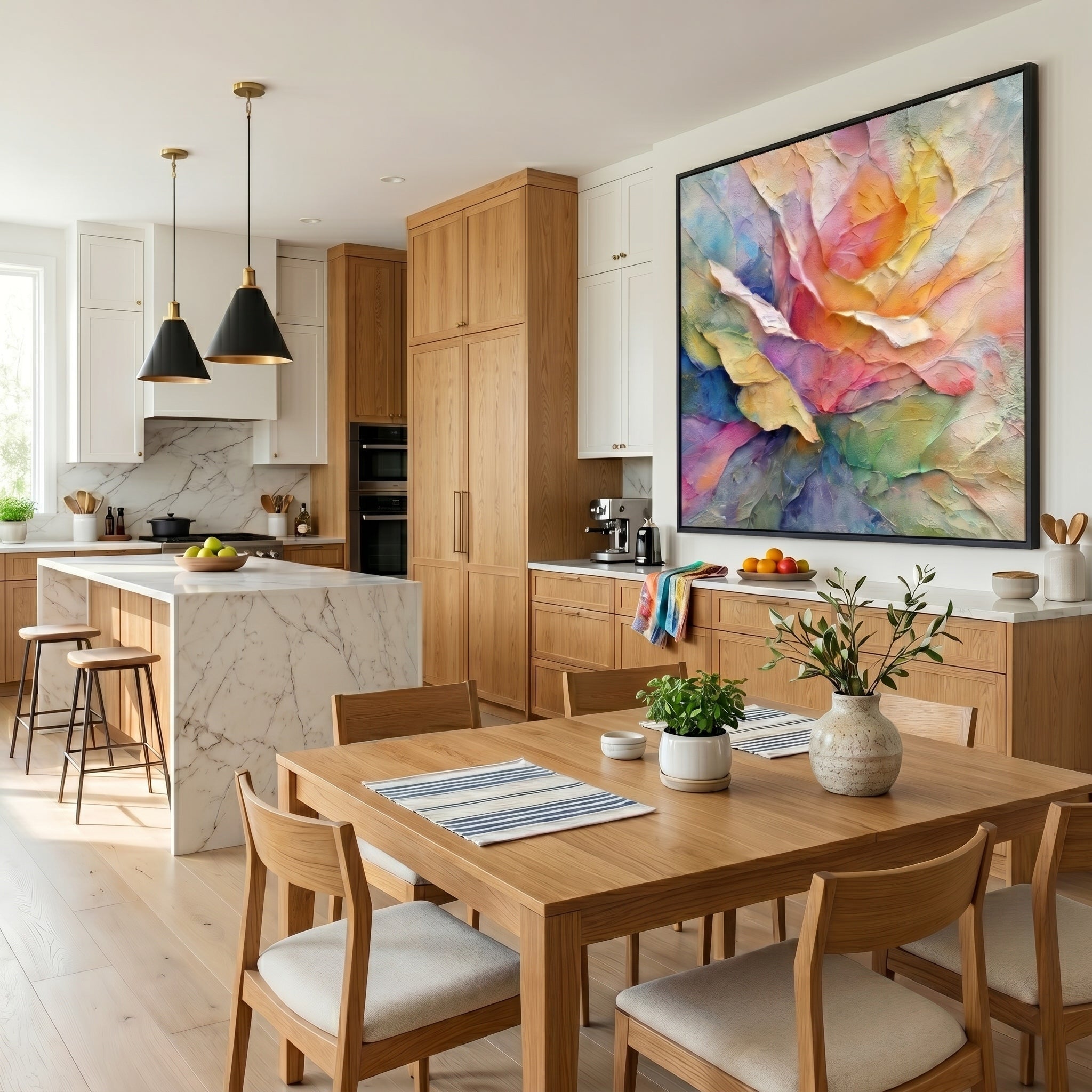 Dawn's Reverie – Modern Impasto Pastel Abstract Floral Canvas | Romantic Living Room Wall Art