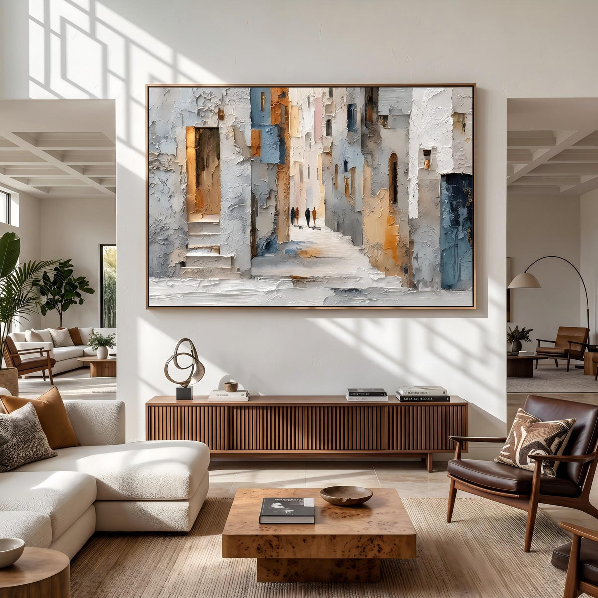 Sunlit Passage Through Town – European Street Painting | Impressionist Horizontal Wall Art