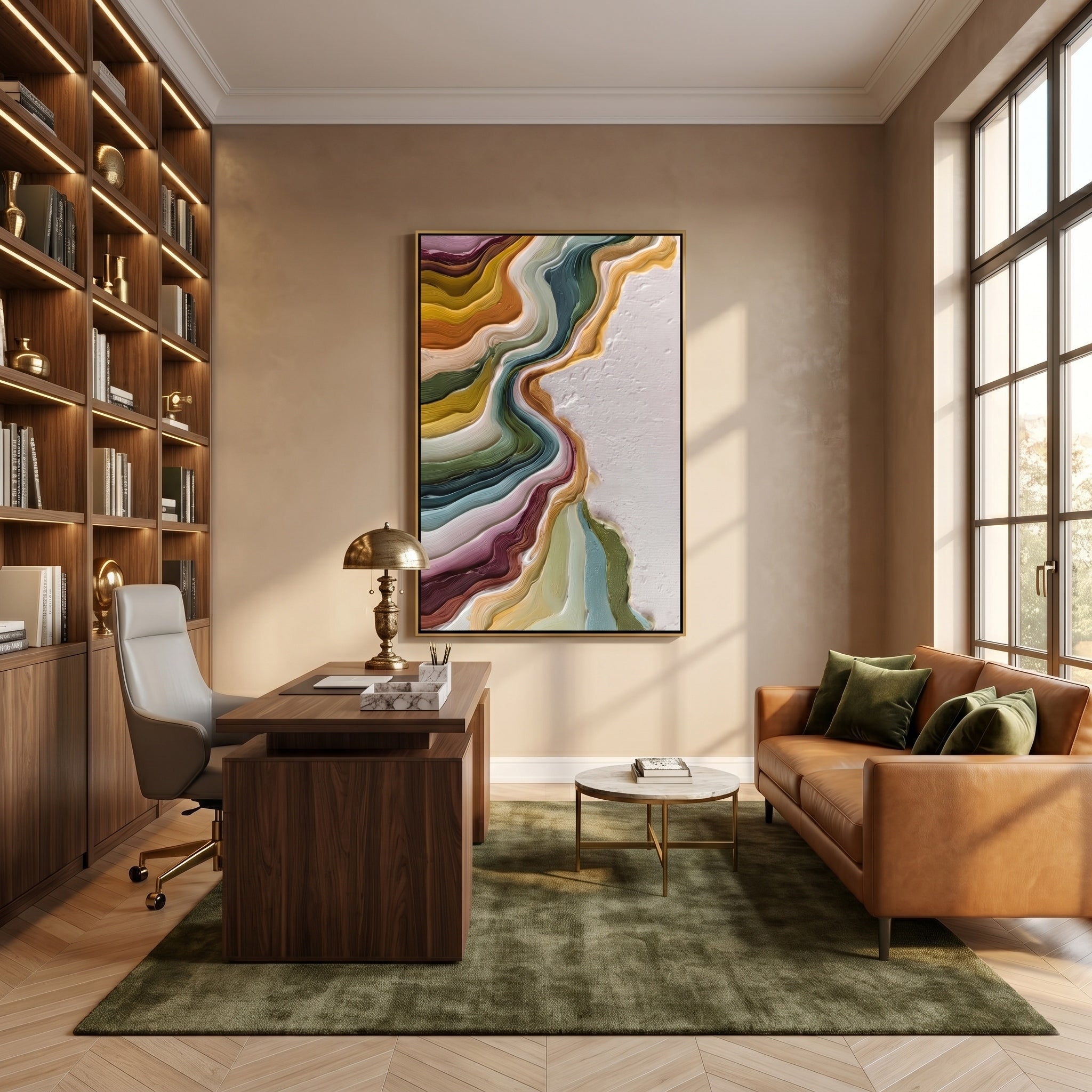 Luminous Narrative – Wabi-sabi Heavy Impasto Abstract Painting | Modern Minimalist Living Room Art