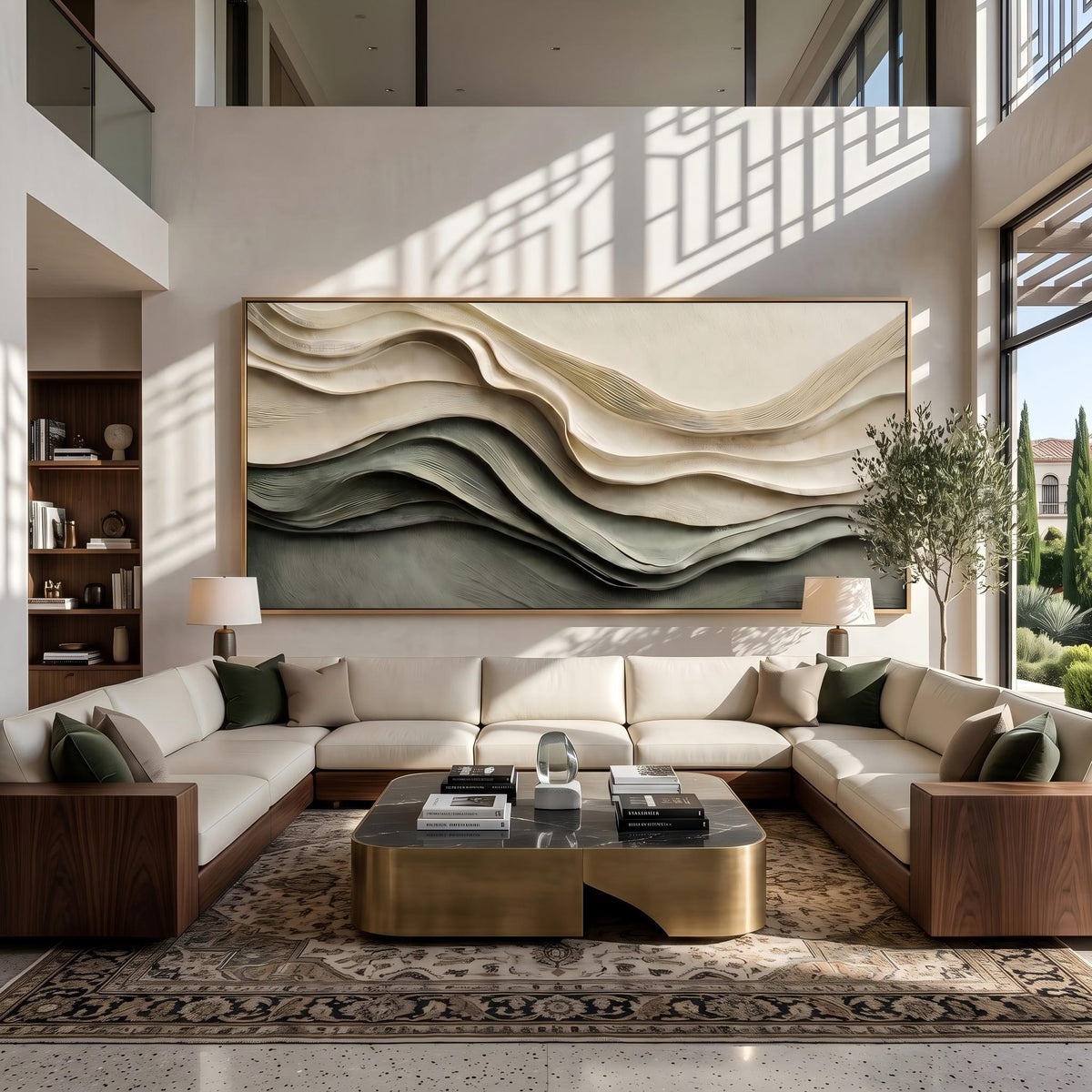 Shadow Ridges in Motion – Gray Black Layered Abstract Painting | Textured Horizontal Wall Art