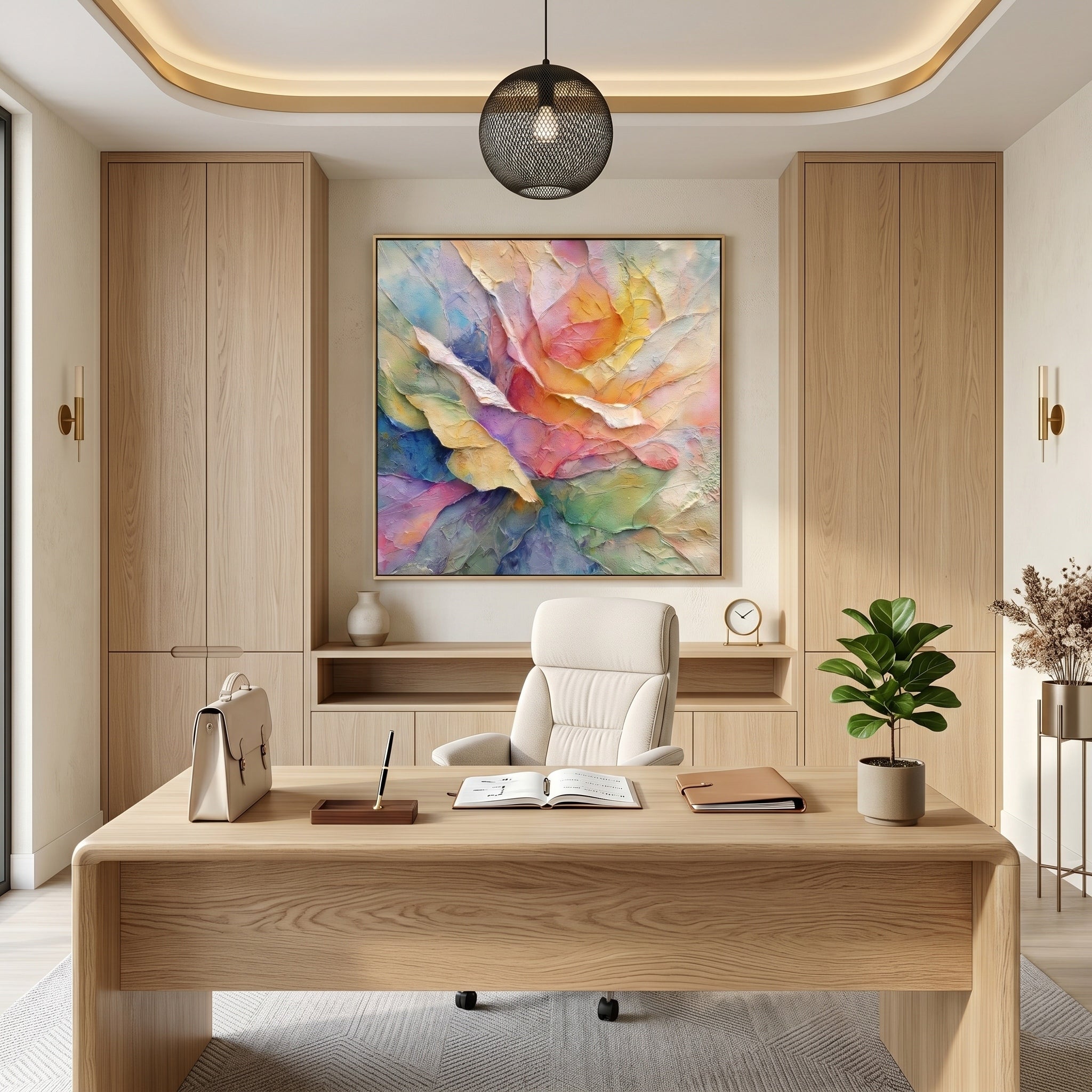 Dawn's Reverie – Modern Impasto Pastel Abstract Floral Canvas | Romantic Living Room Wall Art
