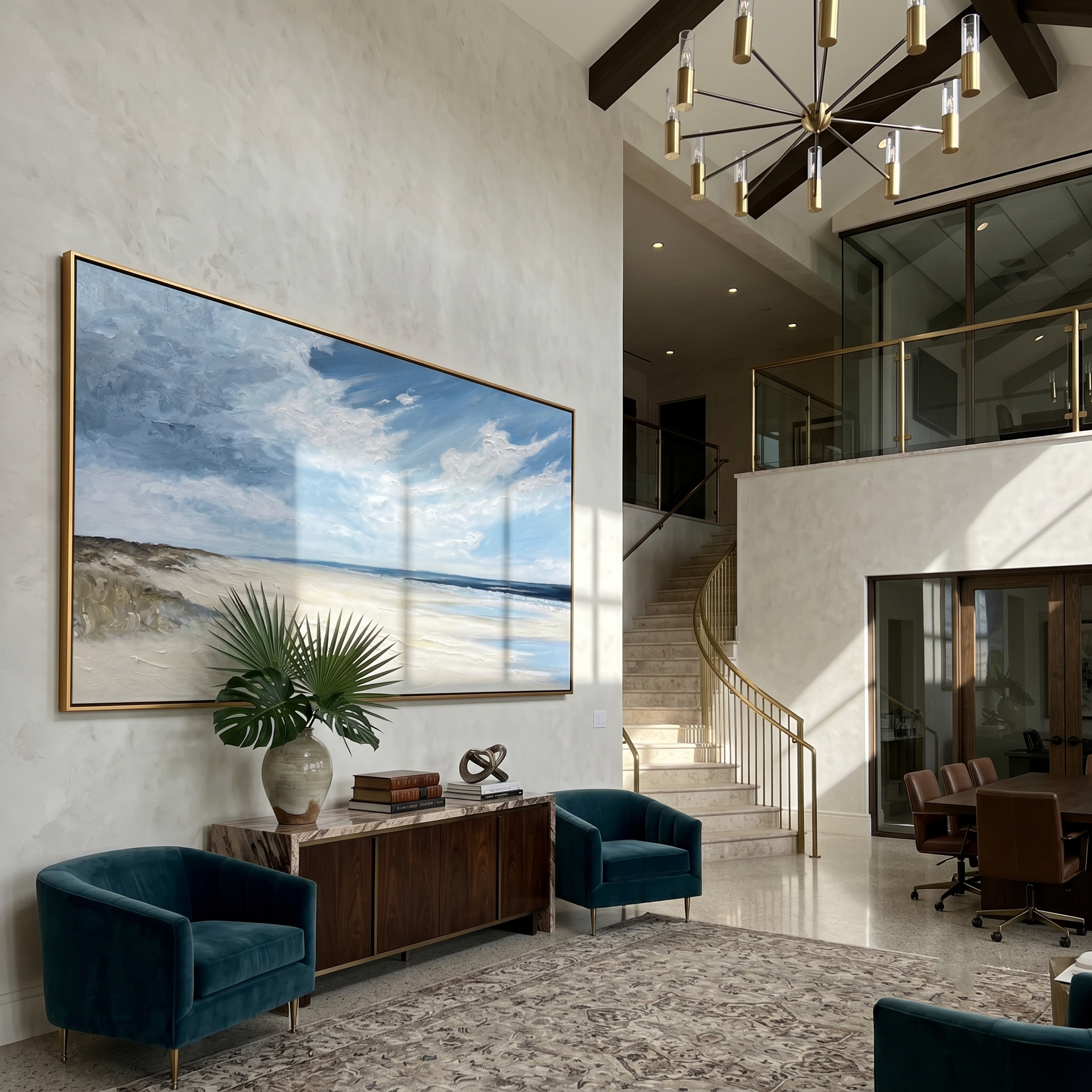 Ocean Breeze – Modern Beach Landscape Impasto Texture Painting | Coastal Modern Living Room & Bedroom Art