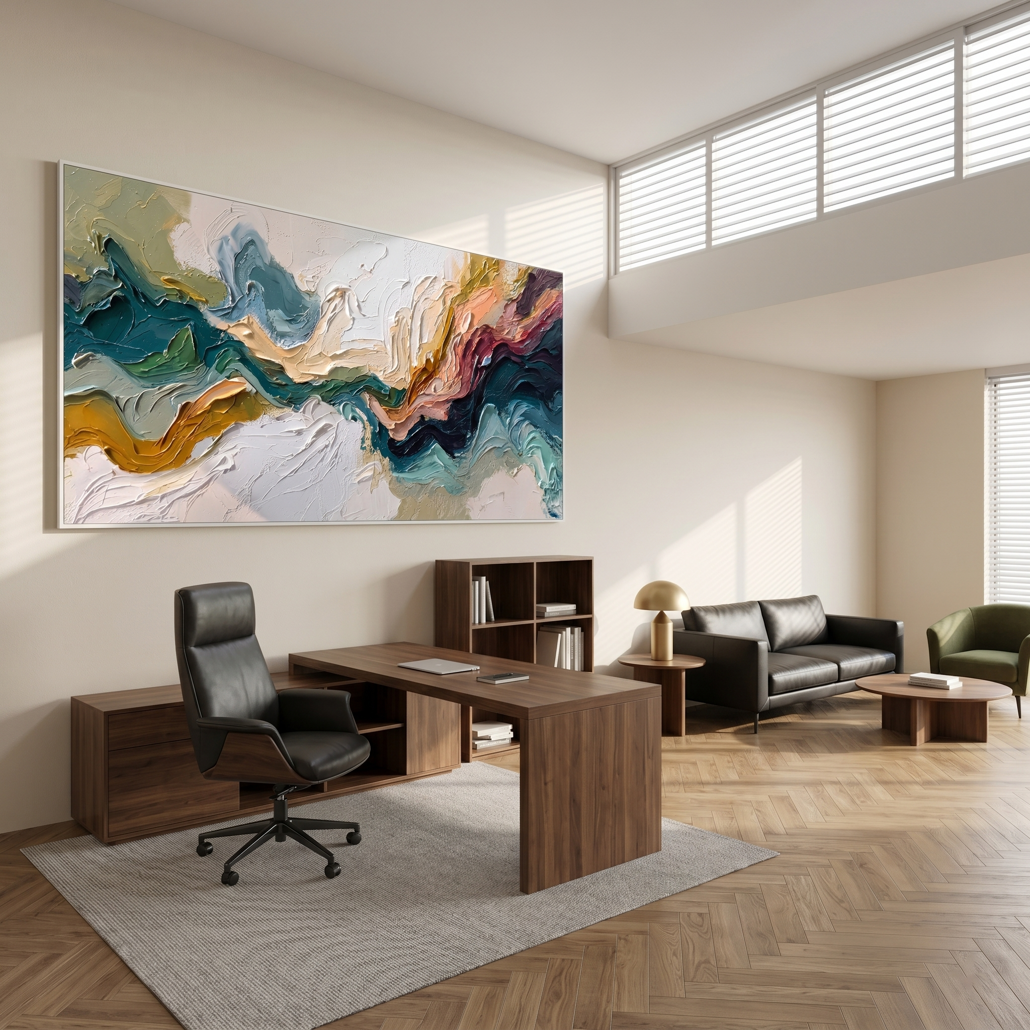Floating Etherea – Heavy Texture Colorful Abstract Painting | Modern Wabi-Sabi Living Room Art