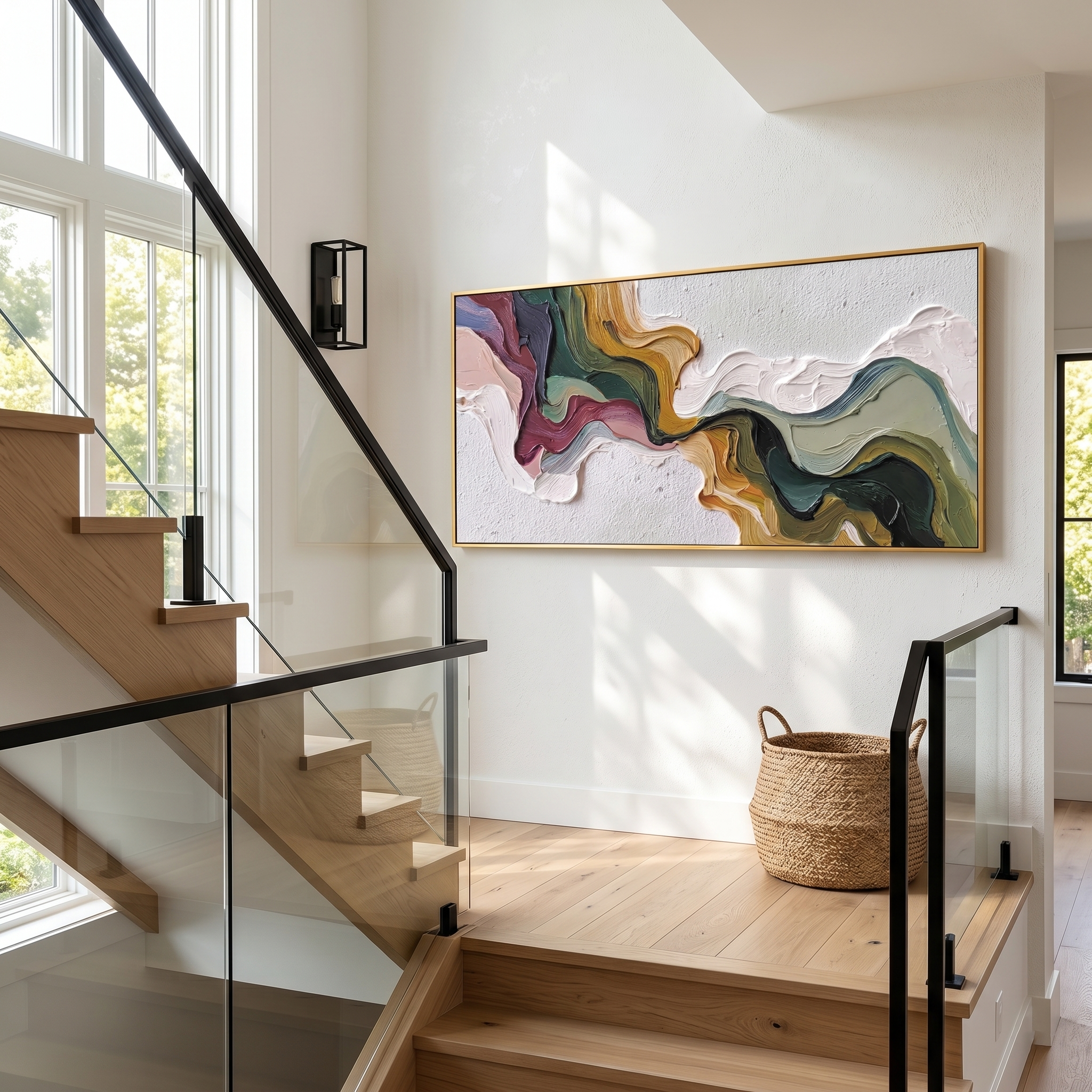 Earth's Veins – Sculptural Texture Abstract Acrylic Painting | Wabi-Sabi Vintage Green Entryway Wall Art
