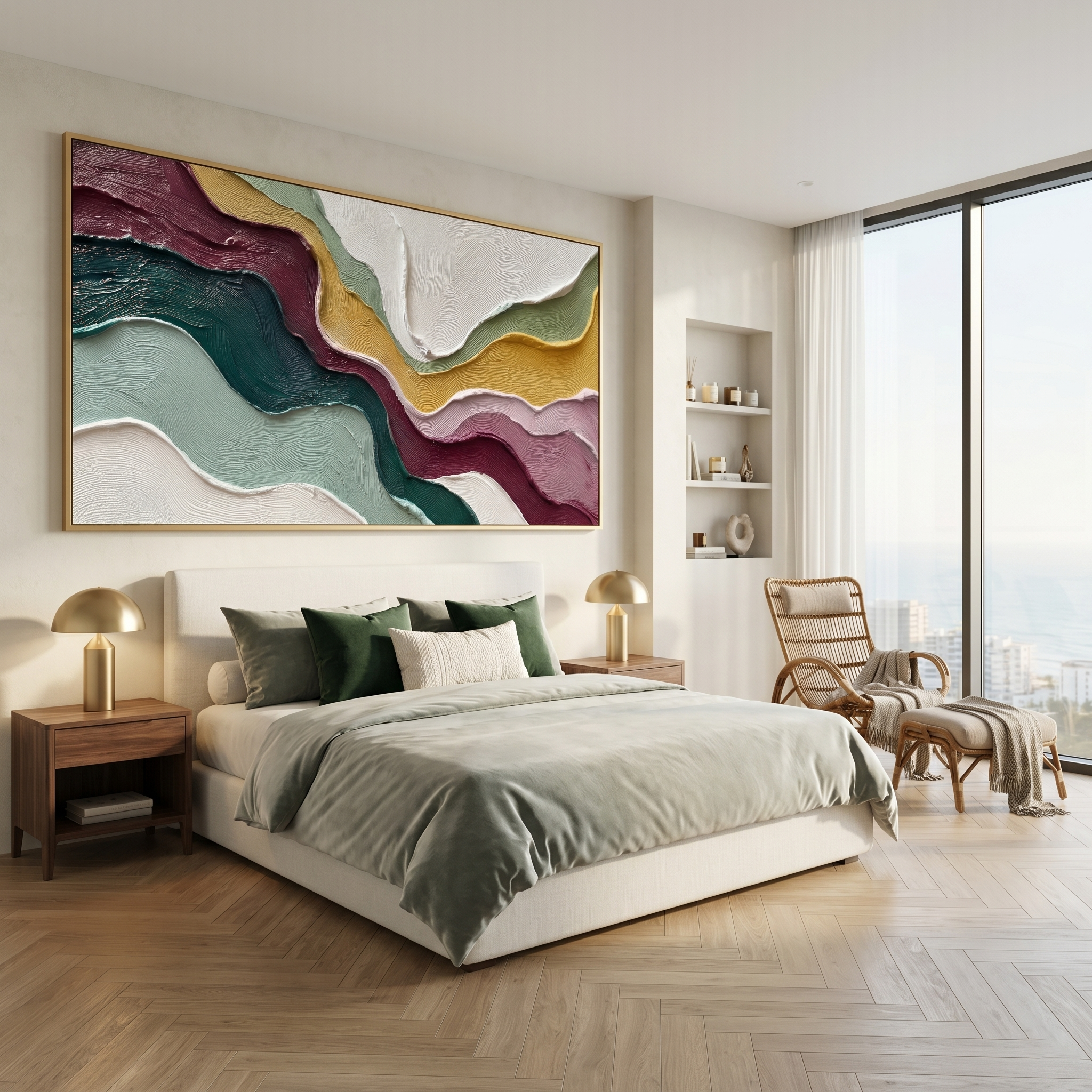 Rhythms of Nature – Modern Abstract Impasto Painting | Large Horizontal Wabi-Sabi Living Room Art