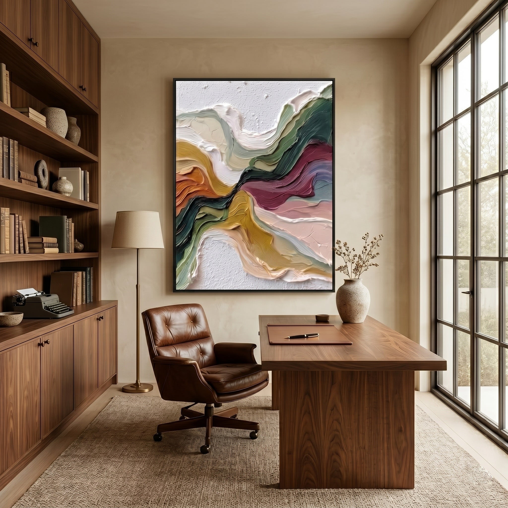 Primal Flow – Wabi-sabi Heavy Impasto Abstract Painting | Modern Minimalist Entryway Art