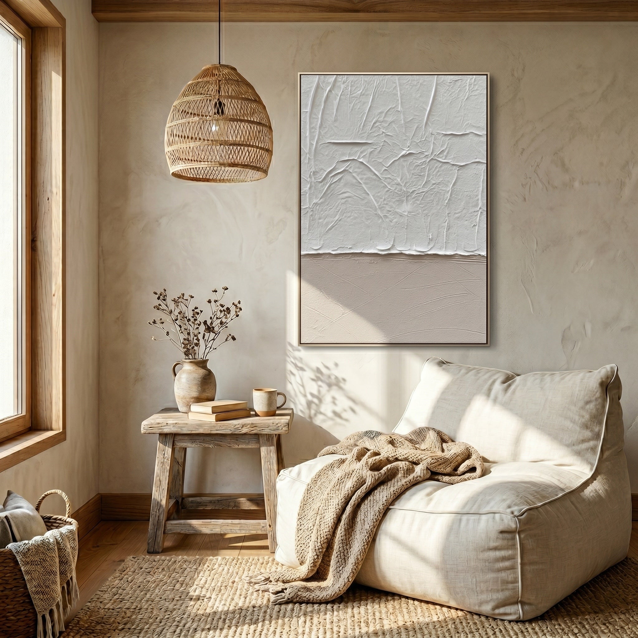 Traces of Time – Wabi-Sabi Earth Tone Heavy Textured Abstract Art | Minimalist Entryway Wall Decor