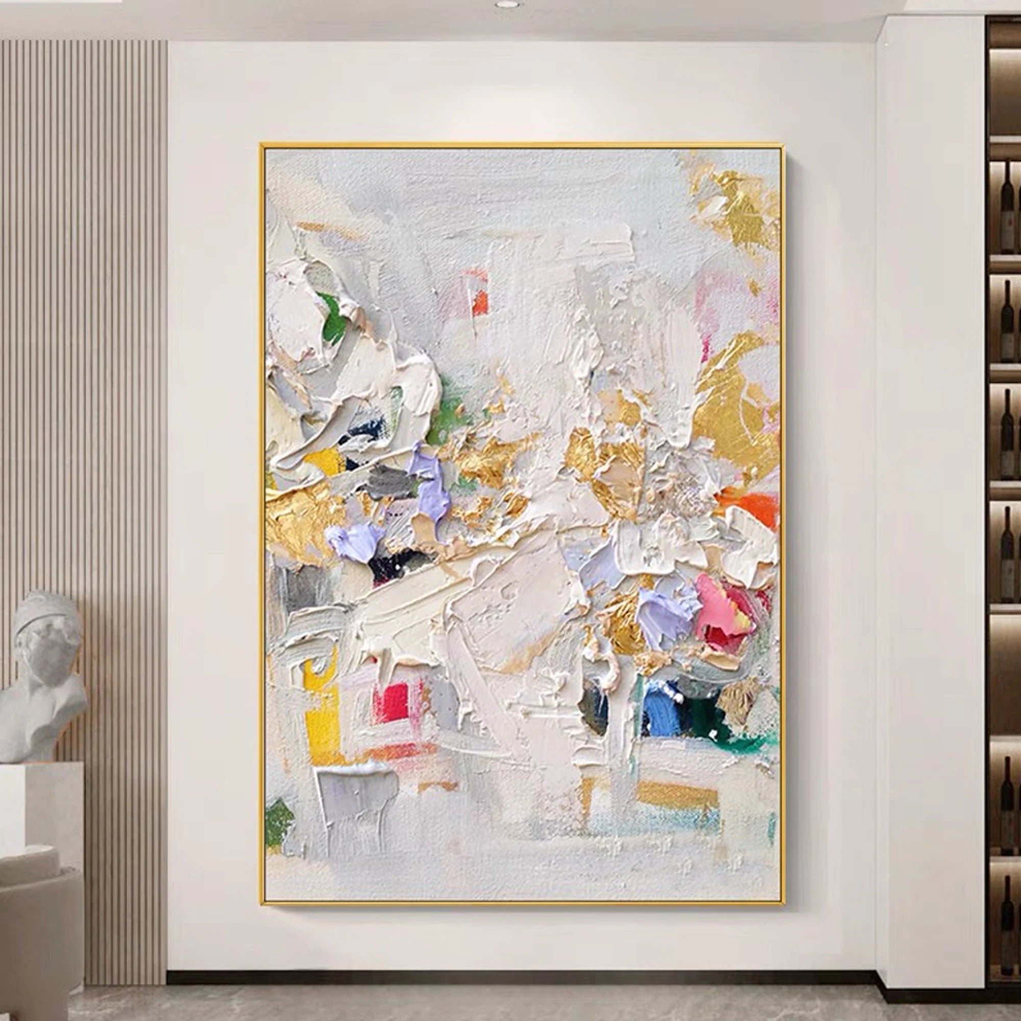 Urban Vibrance – Hand-Painted Multicolored Palette Knife Abstract Painting | Bold Abstract Palette Knife Living Room Art