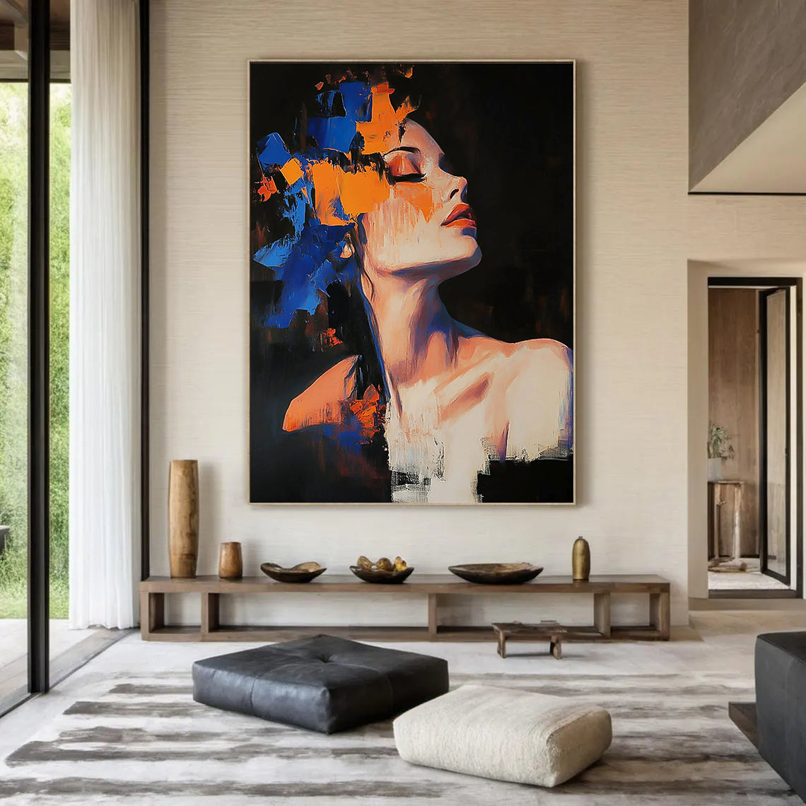 VIVID MUSE: Abstract Expressionist Portrait, Bold Color Palette Knife Face Oil Painting