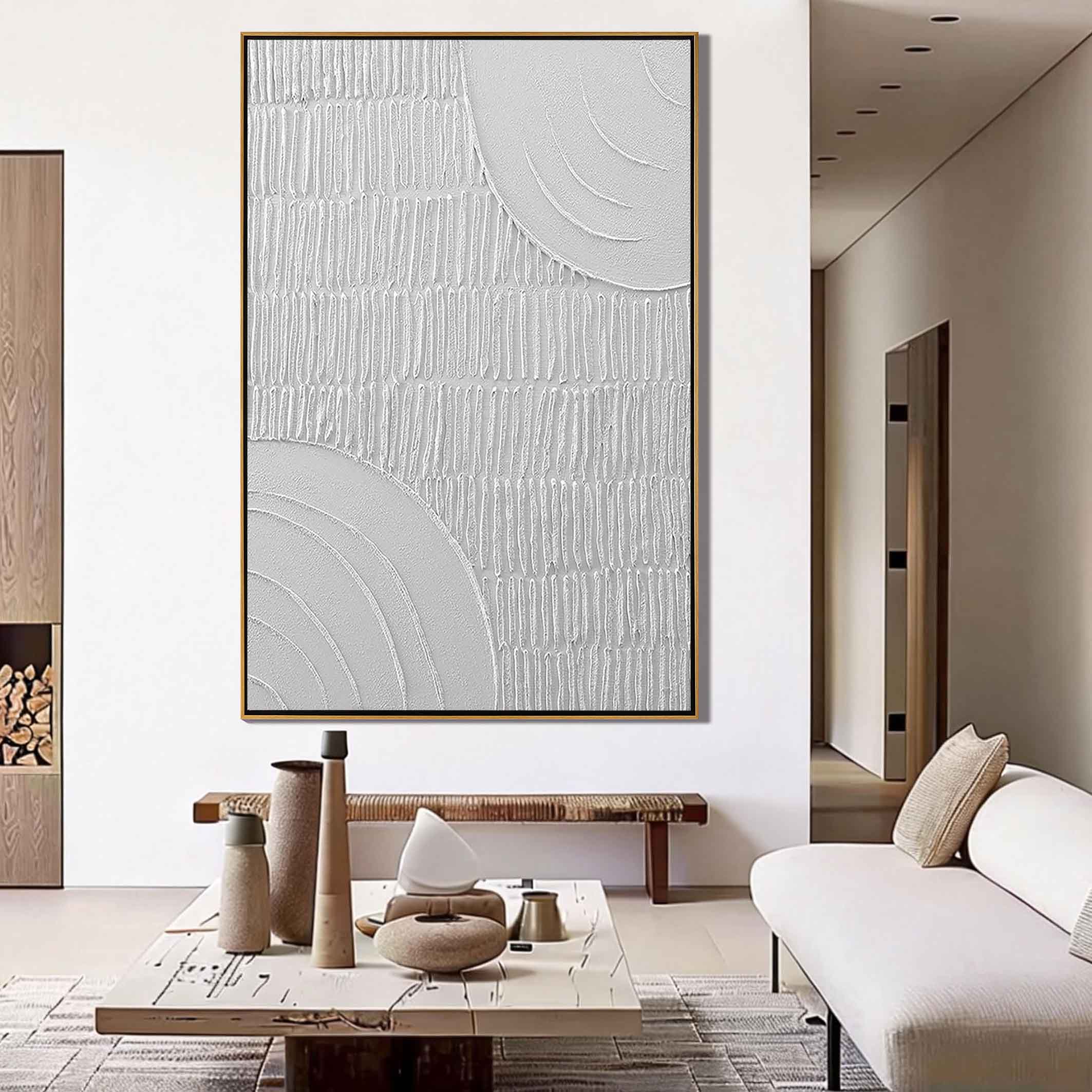 Silent Matrix – Modern Minimalist Geometric Relief Texture Painting | Modern Minimalist Bedroom & Home Office Art