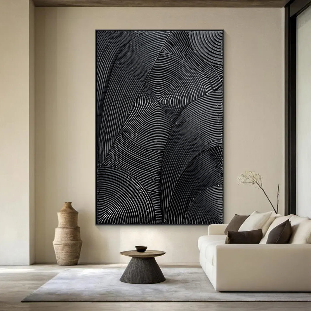 Onyx Matrix – Modern Linear Plaster Relief Texture Painting | Contemporary Plaster Texture Living Room & Office Art