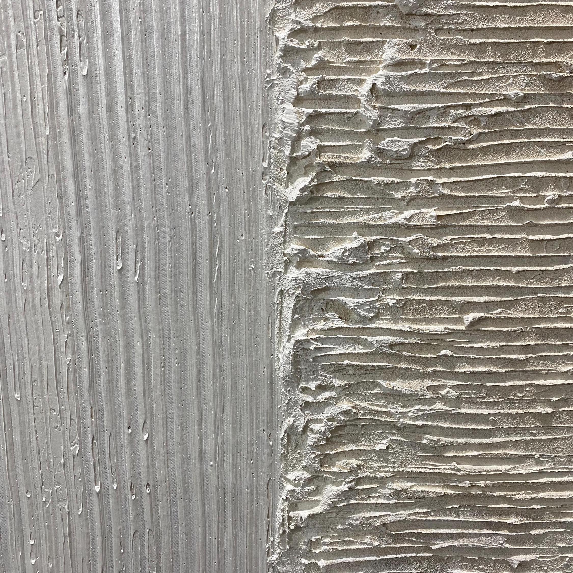 Linear Rhythm – Hand-Painted Minimalist Line Plaster Relief Texture Painting | Modern Minimalist Bedroom & Home Office Art