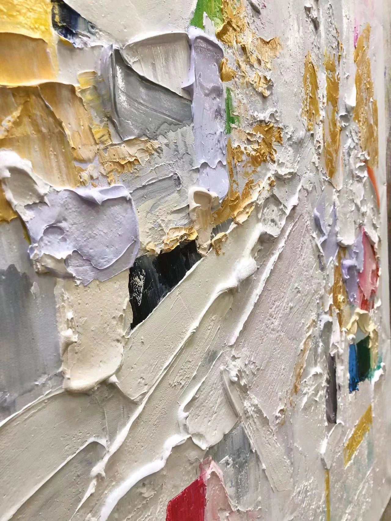 Urban Vibrance – Hand-Painted Multicolored Palette Knife Abstract Painting | Bold Abstract Palette Knife Living Room Art