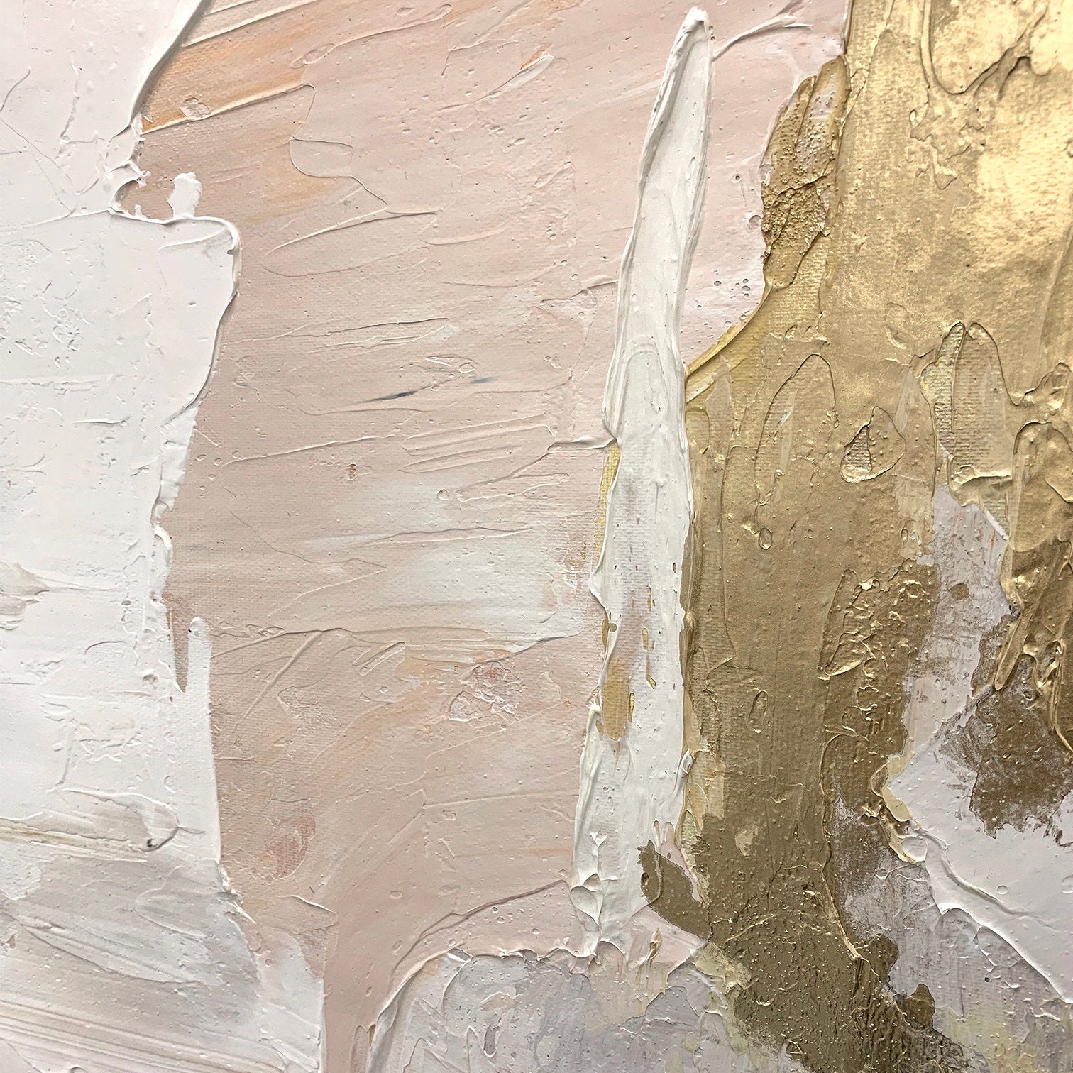 Golden Fragment – Hand-Painted Gold Leaf Foil Mixed Media Relief Abstract Painting | Modern Abstract Living Room & Office Art