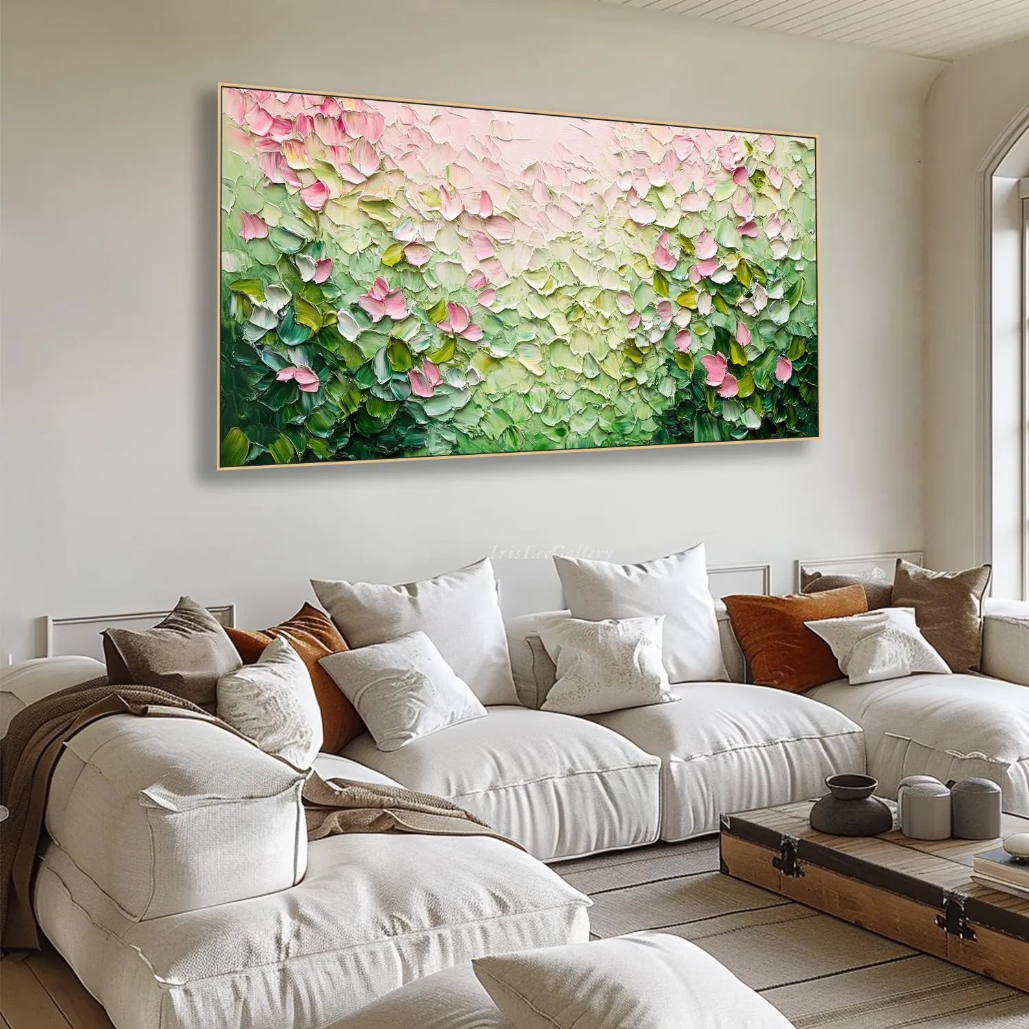 Petal Drift – Modern Pink Blossom Relief Floral Painting | Contemporary Botanical Bedroom & Living Room Art