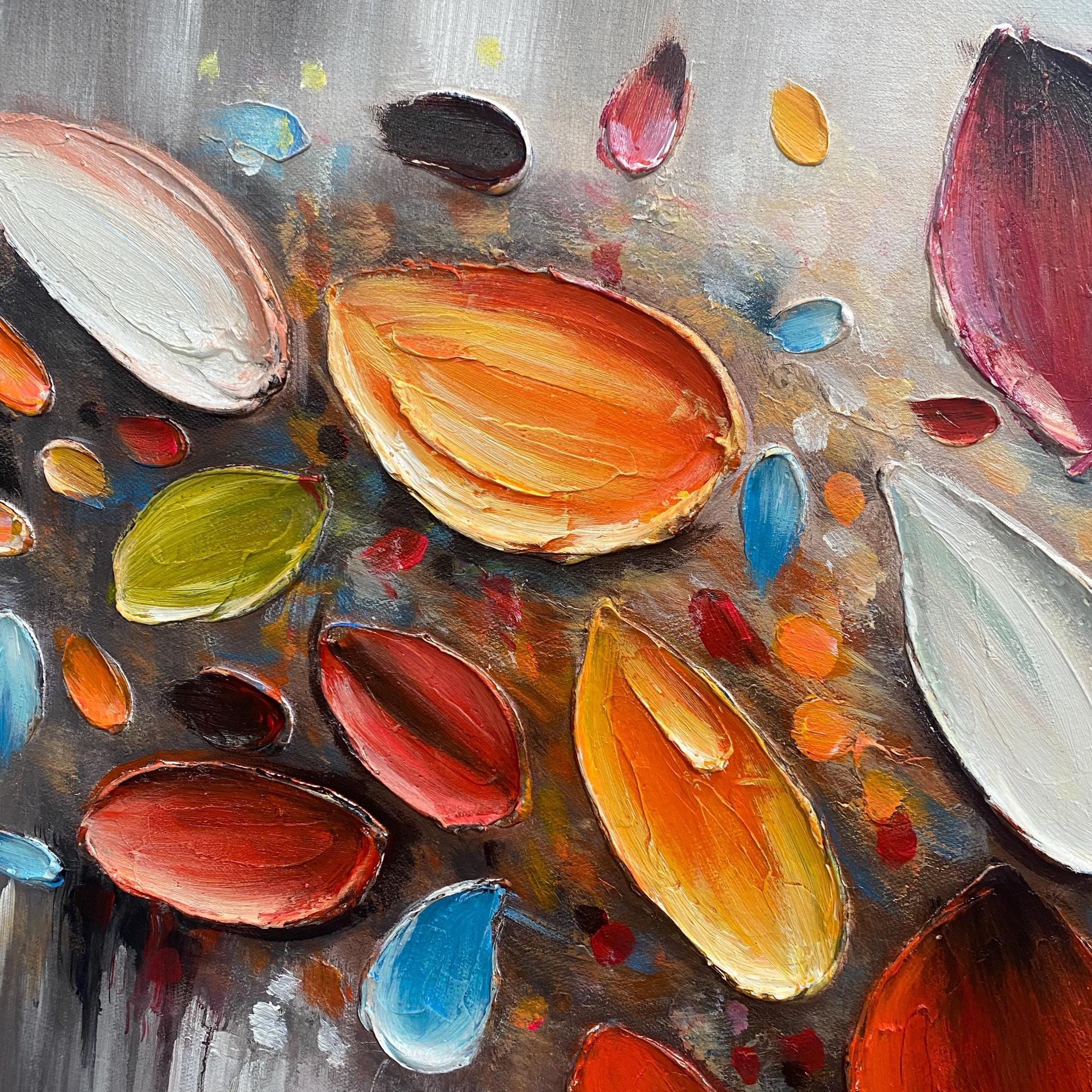 Cosmic Flow – Hand-Painted Multicolored Fluid Ink Style Heavy Texture Palette Knife Oil Abstract Painting | Bold Abstract Palette Knife Living Room Art