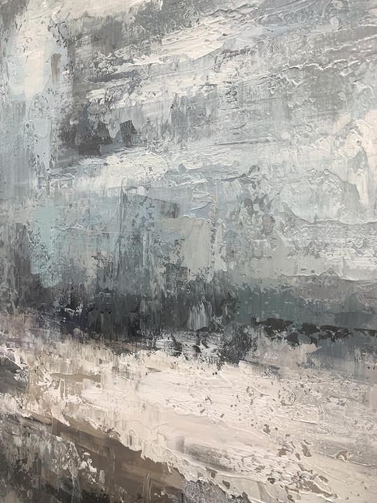 Urban Mist – Hand-Painted Grey and Gold Palette Knife Abstract Painting | Modern Abstract Living Room & Office Art