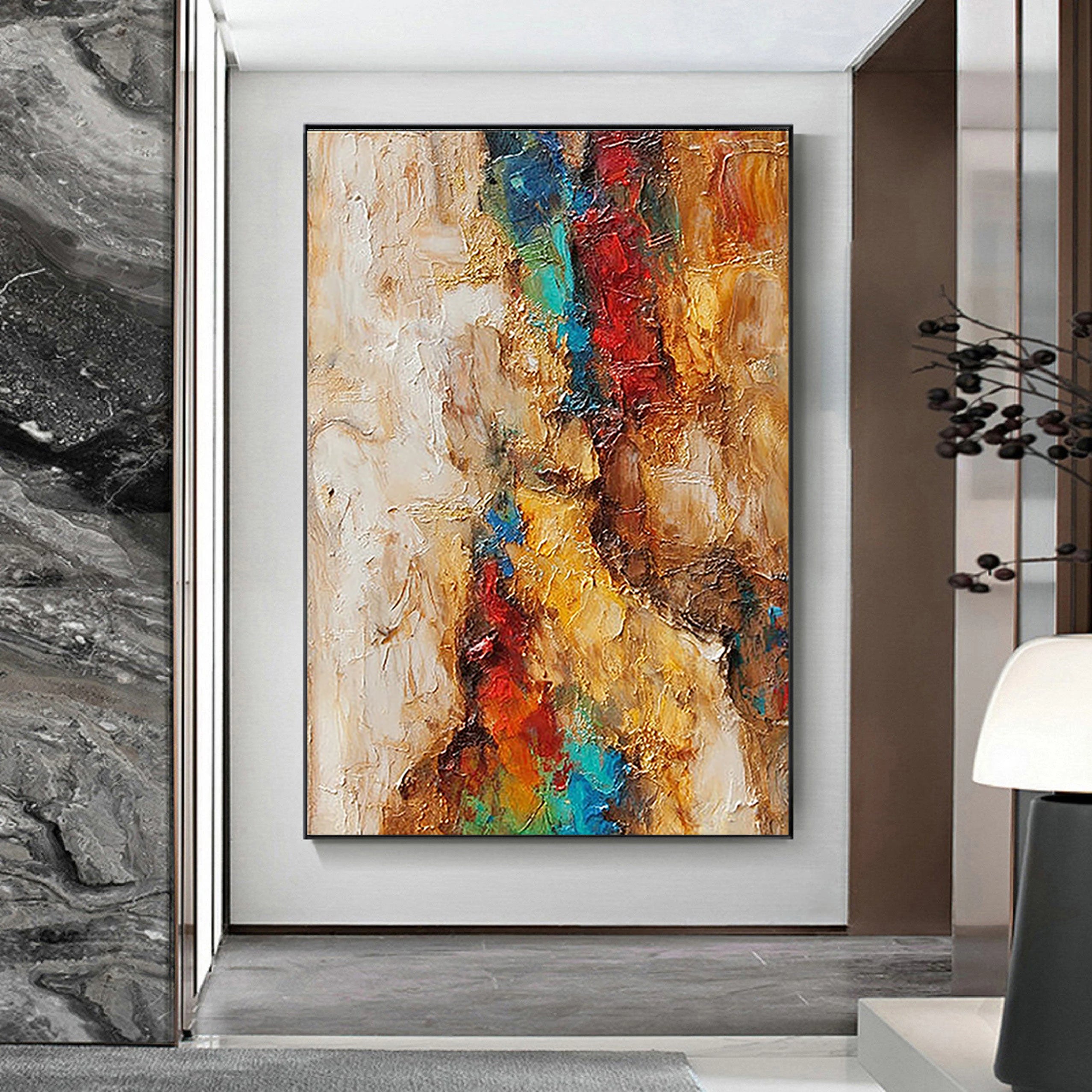 Magma Flow – Heavy Texture Colorful Abstract Painting | Bold Abstract Palette Knife Living Room Art