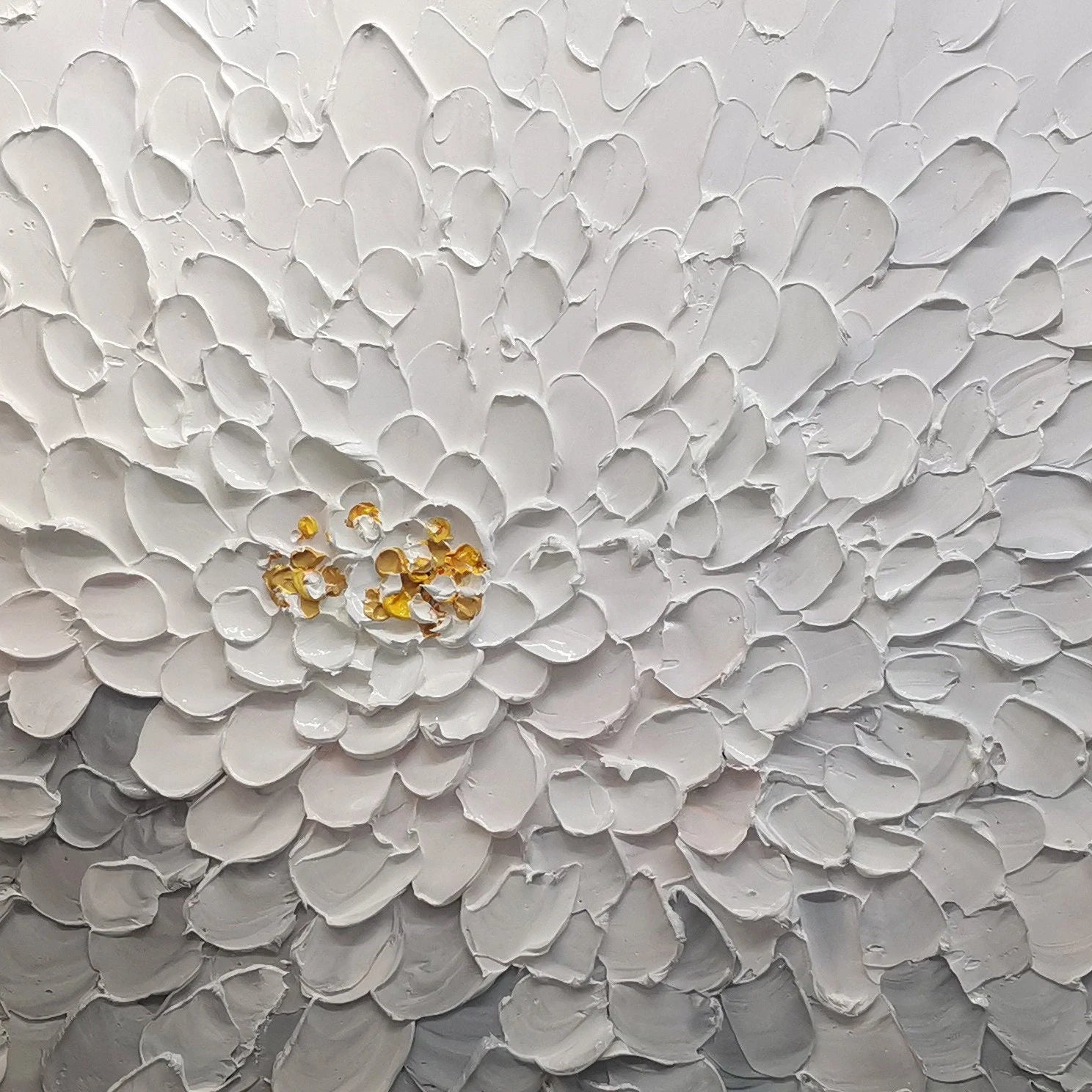 Snow Blossom – Neutral Plaster Relief Floral Painting | Soft Organic Botanical Bedroom & Living Room Art