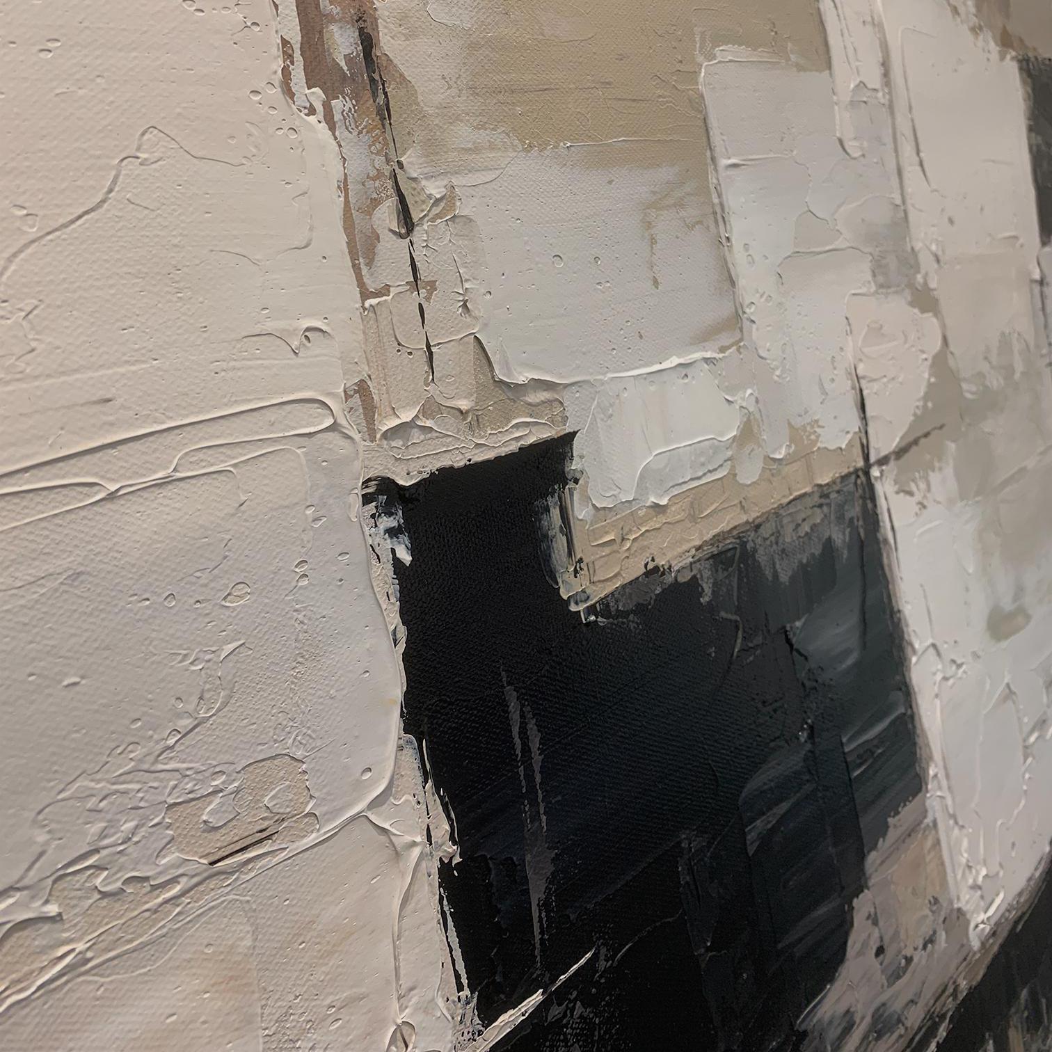 URBAN GEOMETRY: Abstract Wall Art, Hand-Painted Modern Neutral Palette Knife Block Textured Oil Painting