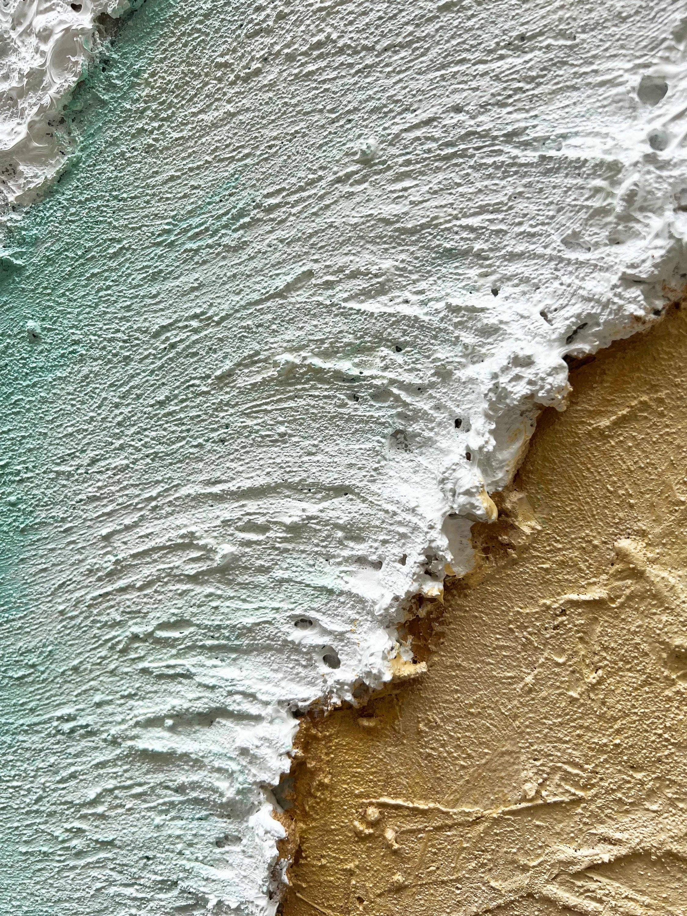 Emerald Coast – 3D Textured Seascape Abstract Heavy Painting | Coastal Modern Living Room & Bedroom Art