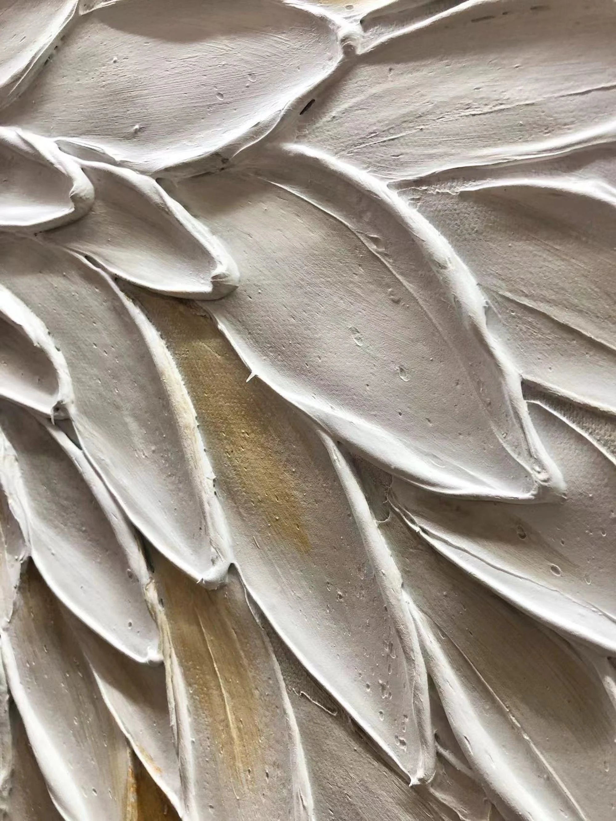 Eternal Radiance – 3D Impasto White Sunburst Heavy Texture Hand-Painted Floral Painting | Contemporary Botanical Bedroom & Living Room Art