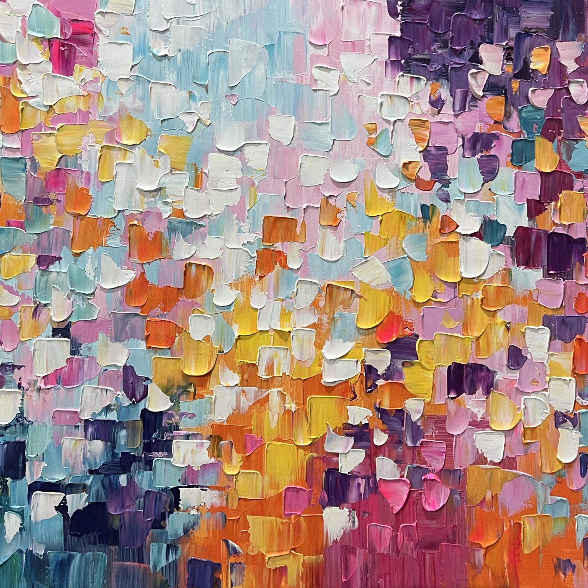 Prismatic Explosion – Hand-Painted Vibrant Multicolored 3D Impasto Palette Knife Colorful Painting | Bold Abstract Palette Knife Living Room Art